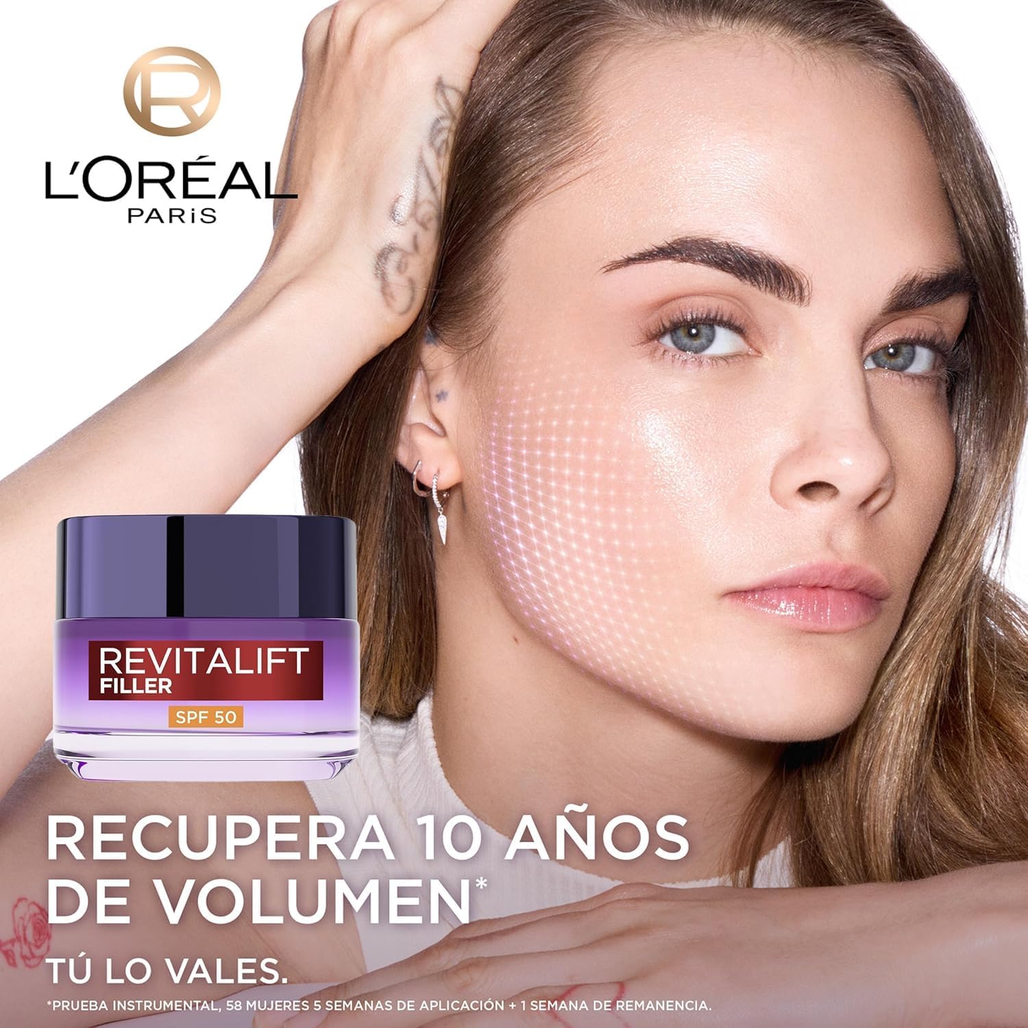 Detalle 2 de L'Oréal Paris Revitalift Filler SPF 50 ✨ Anti-edad y Ácido Hialurónico
