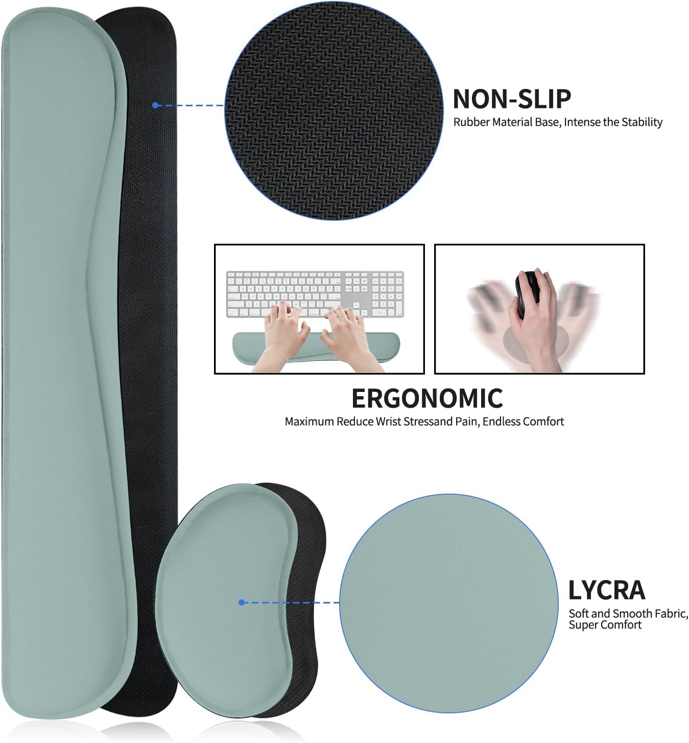 Detalle de Meetcolor 3-in-1 Desk Mat Set, 31.5" x 15.7" Waterproof Pad with Wrist Rests