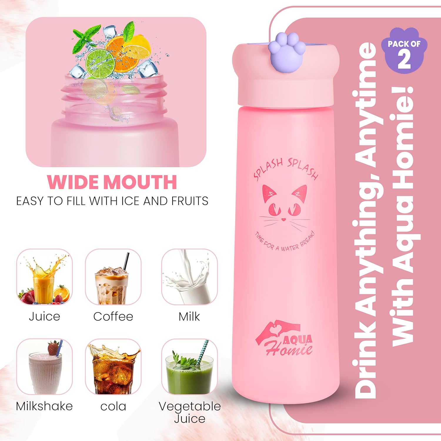 Thumbnail 2 de Aqua Homie water bottle 530ml leakproof