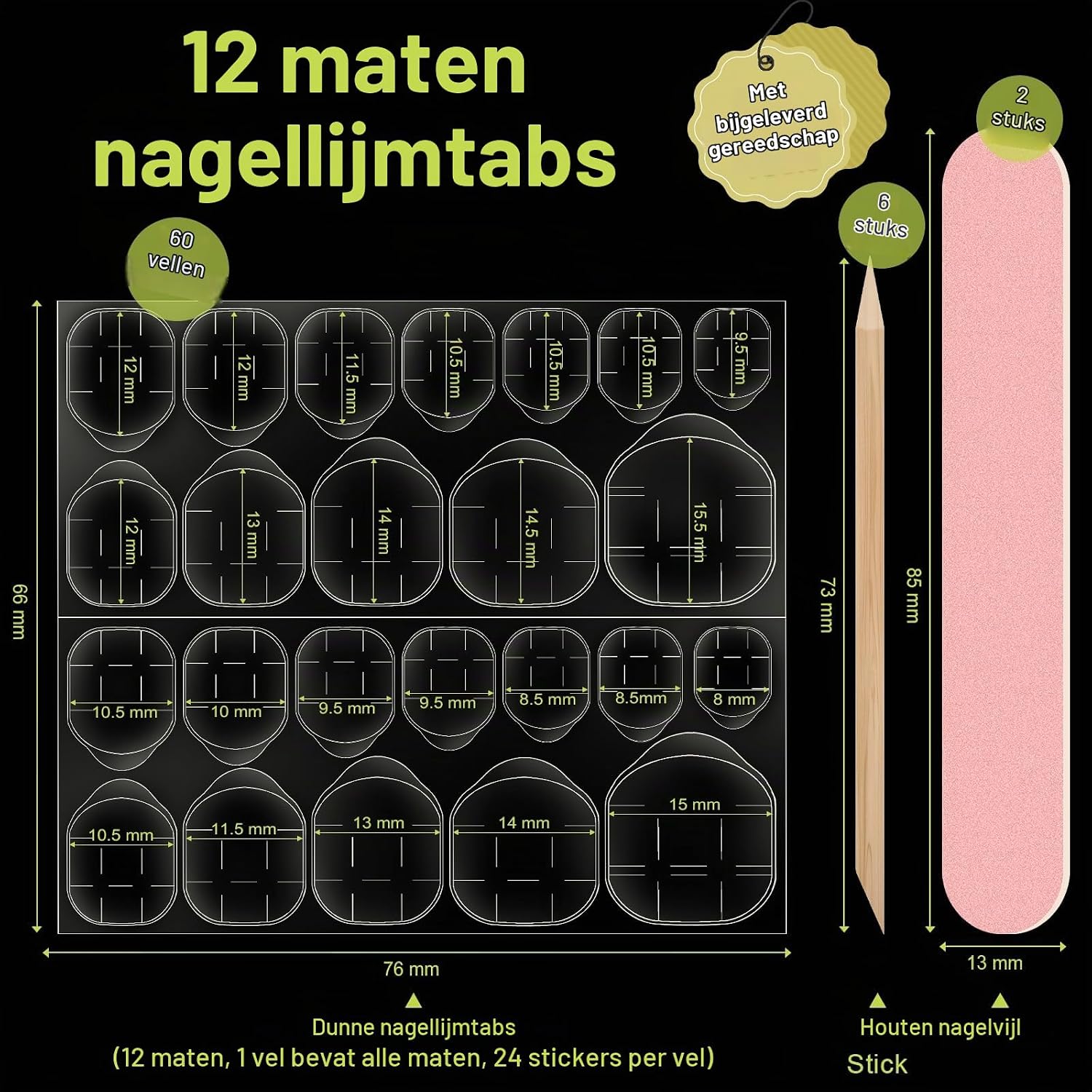 Detalle de Yatinkim GDJ nageltabs voor press-on nagels, dubbelzijdig en transparant