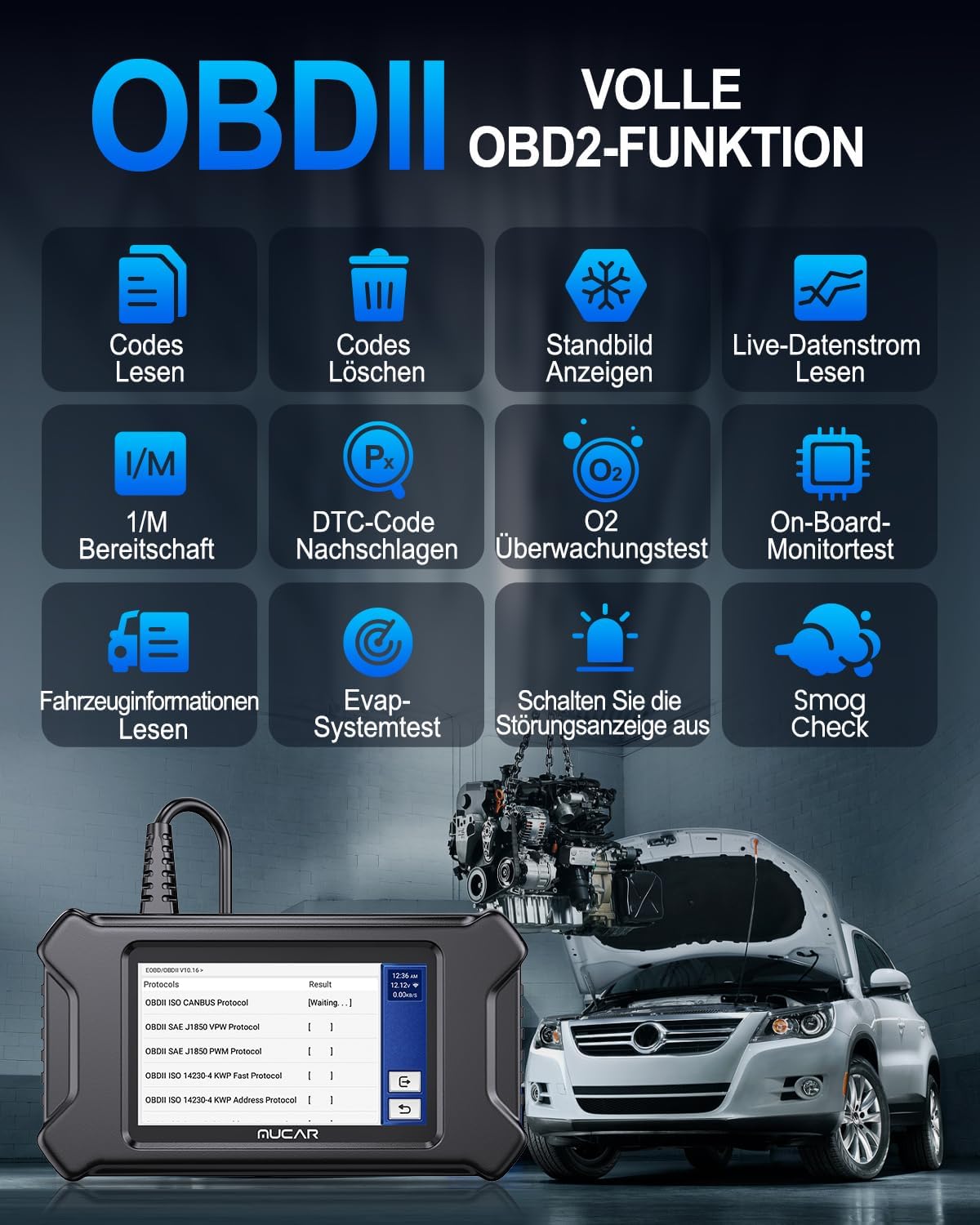 Thumbnail 4 de MUCAR CS6 OBD2 Diagnosegerät 6 Systeme 📟
