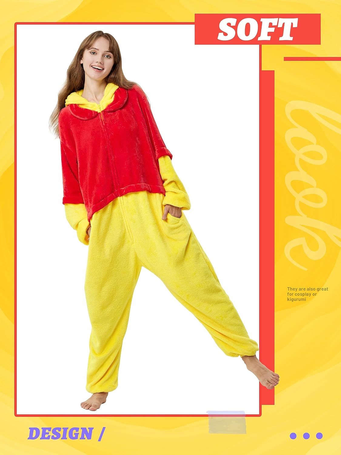 Detalle de QSTYLE Adult Animal Onesie Halloween Costume, Hooded One-Piece Cosplay Suit
