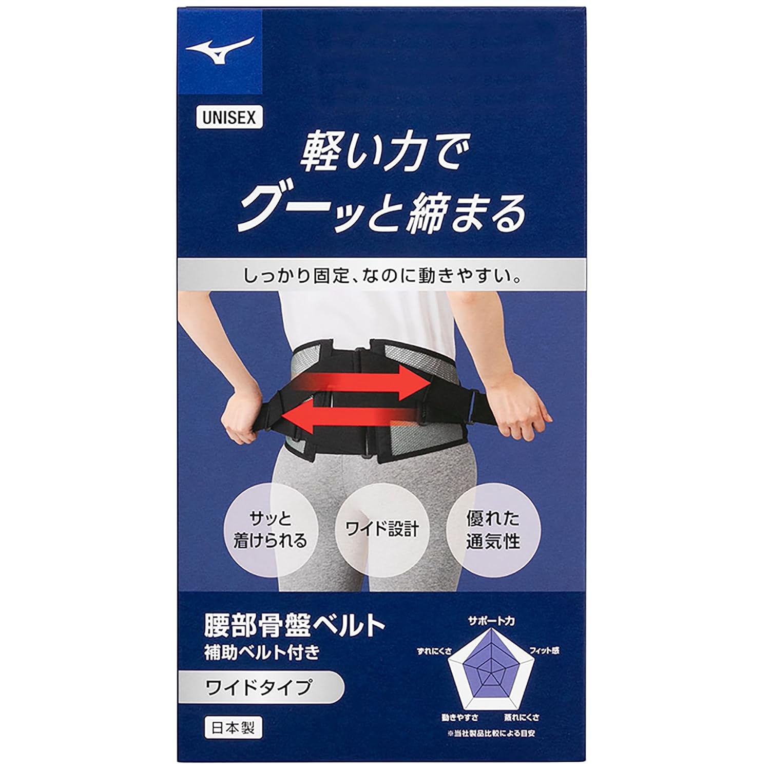 Detalle 2 de MIZUNO 腰部骨盤ベルト サポーター Sサイズ ブラック・ノーマルタイプ