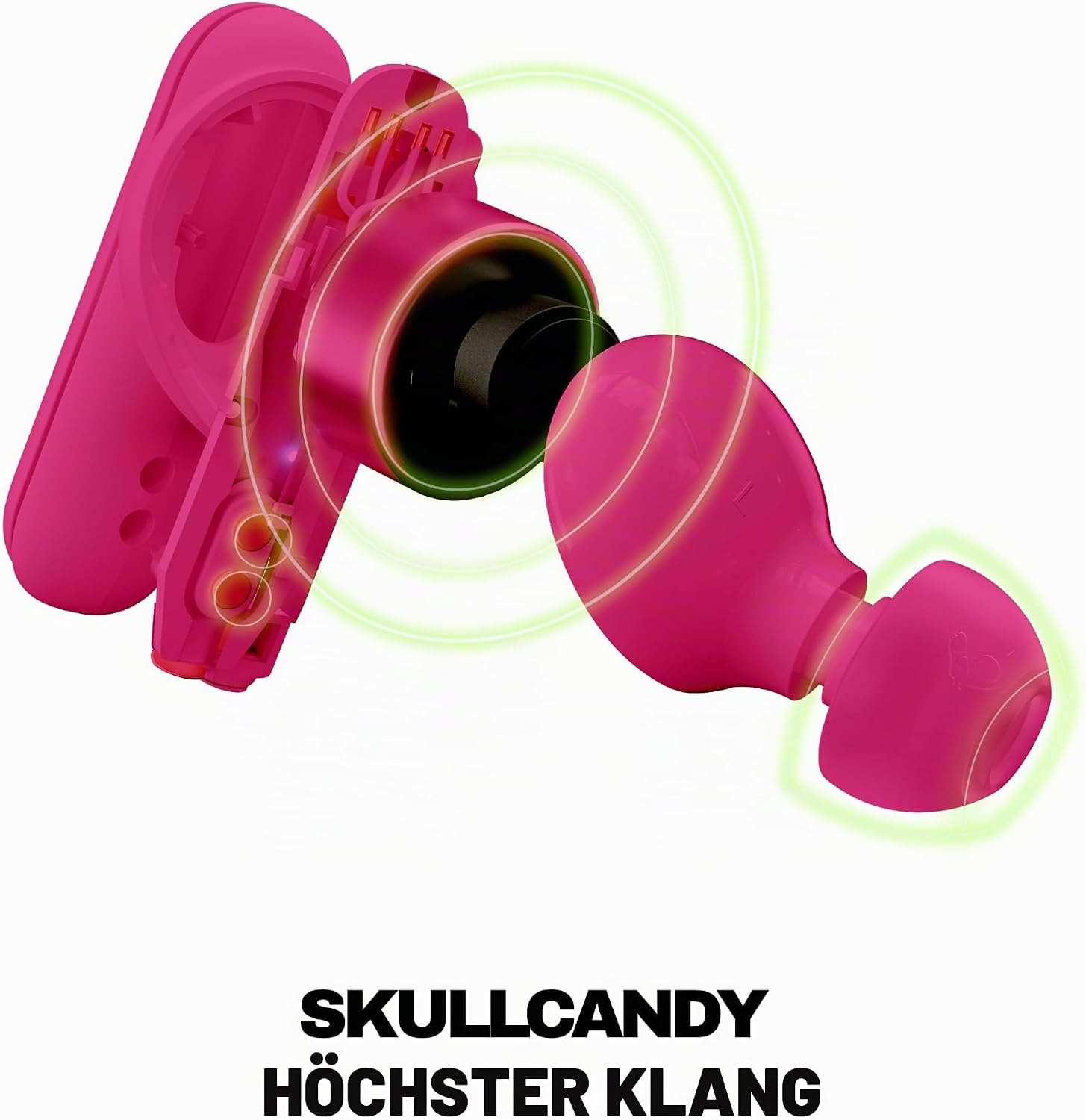 Detalle 2 de Skullcandy Smokin’ Buds Wireless Ohrhörer mit Bluetooth, IPX4 & bis zu 20 Stunden Akkulaufzeit (Rosa)