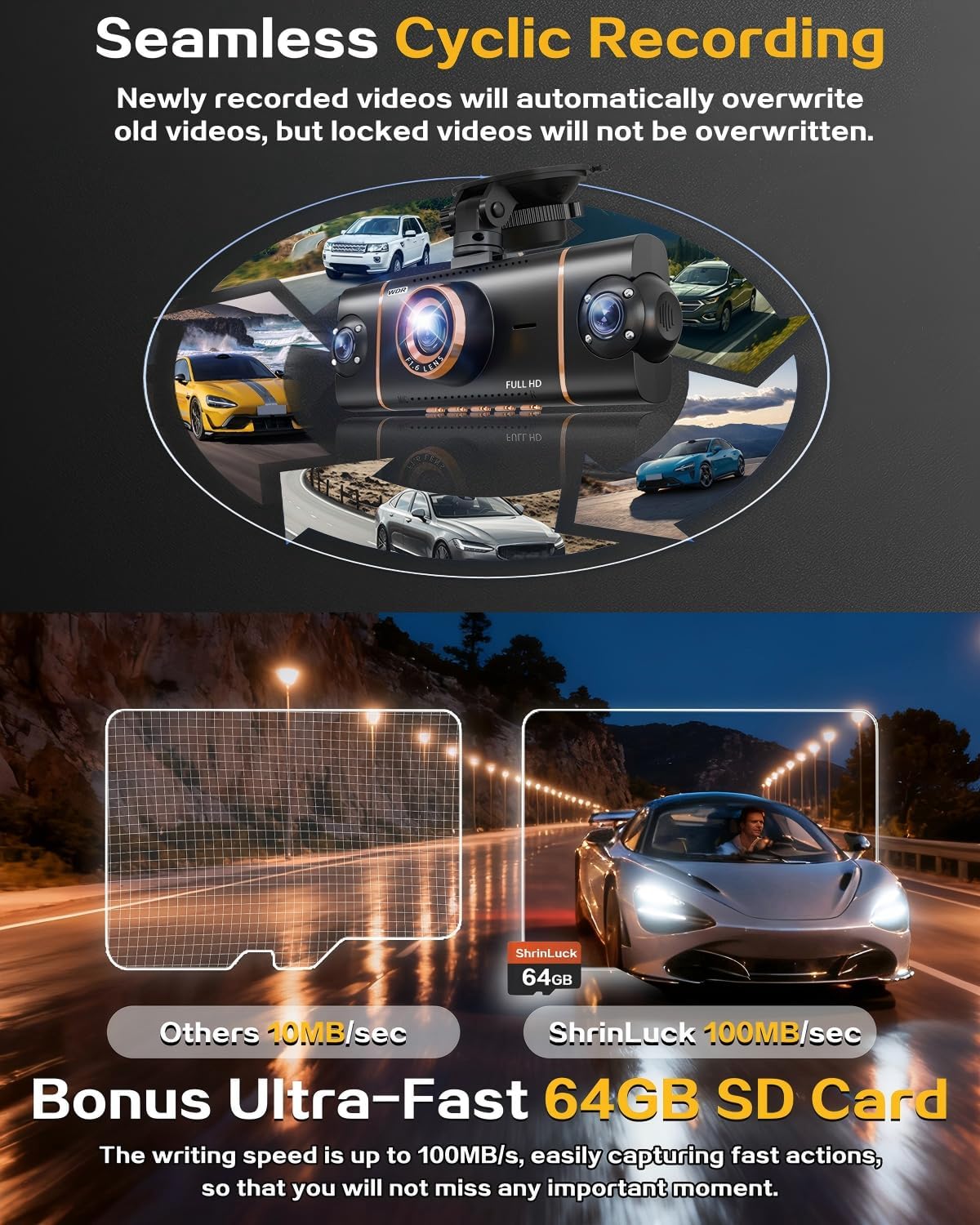 Thumbnail 6 de 4-Channel 4K Dash Cam with 5G WiFi, GPS and 24H Parking Mode (Front/Rear/Inside/Side, 64GB included)