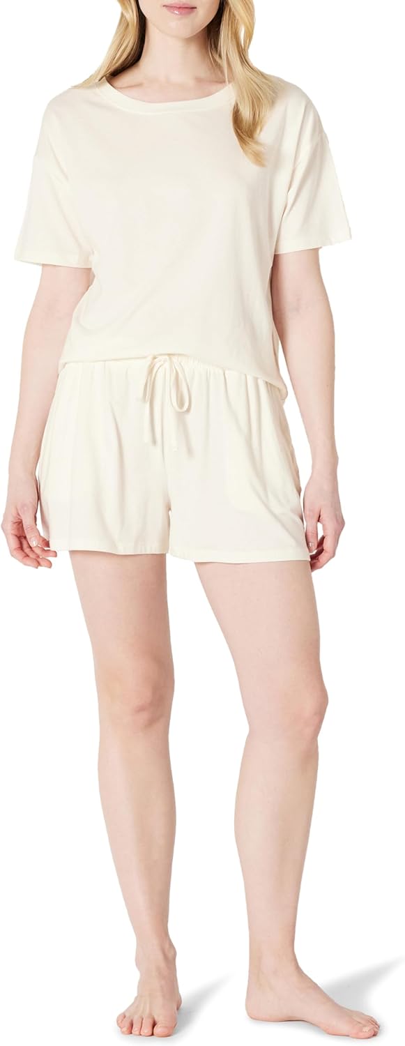 Thumbnail 6 de Amazon Essentials Damen-Nachtwäsche-Set aus Baumwollmix: Kurzarm-Shirt und Shorts (Relaxed Fit)