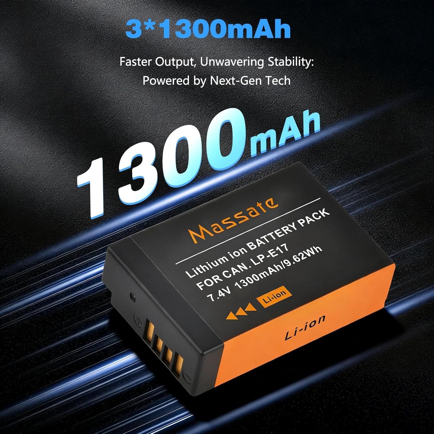Detalle de Massate 3-Pack LP-E17 Battery + LED PD20W Fast Charger for Canon: Full Power, Real-World Utility