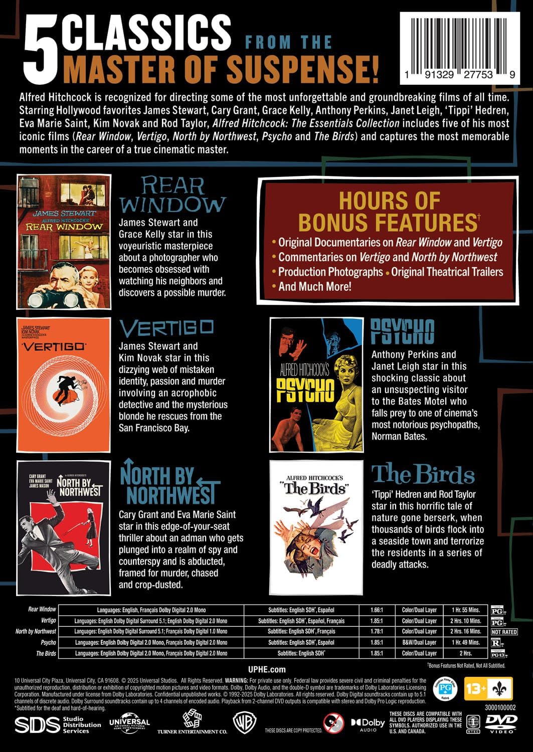 Detalle de Alfred Hitchcock: The Essentials Collection DVD – Five Classic Films and Bonus Features