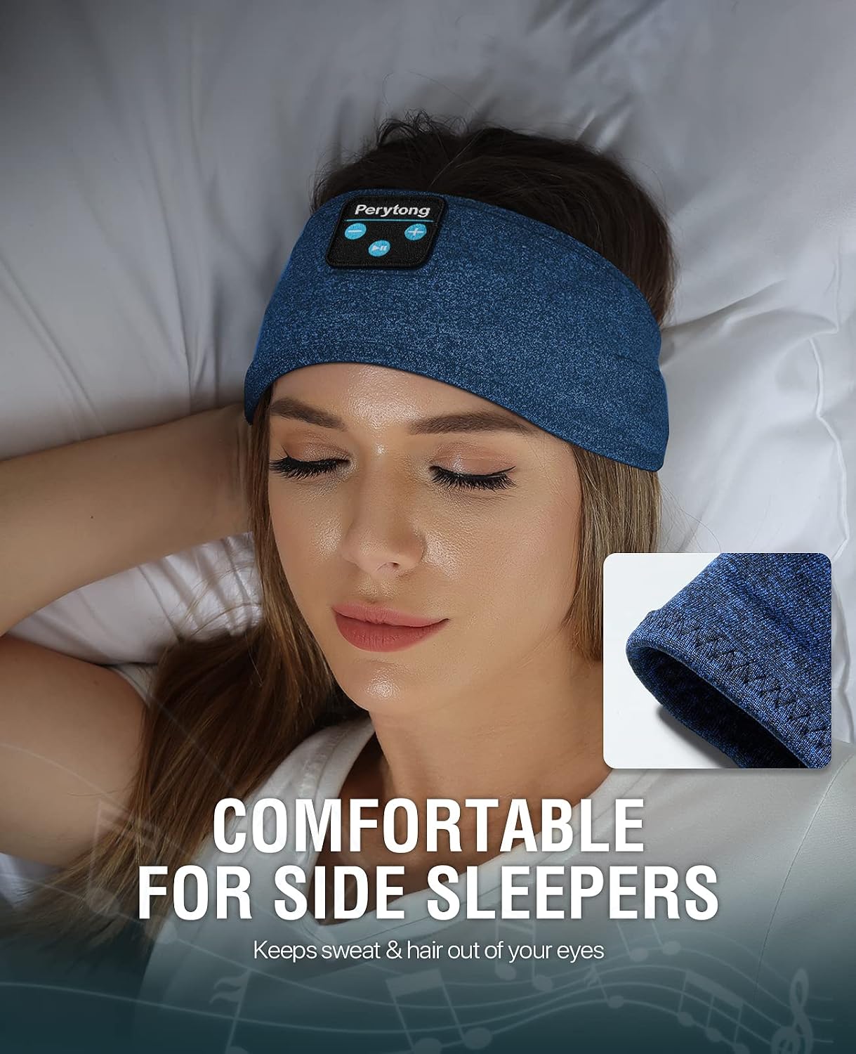Detalle de Perytong PTL01 Sleep Headband Headphones, Bluetooth 5.4, 40mm Speakers, 2-Pack