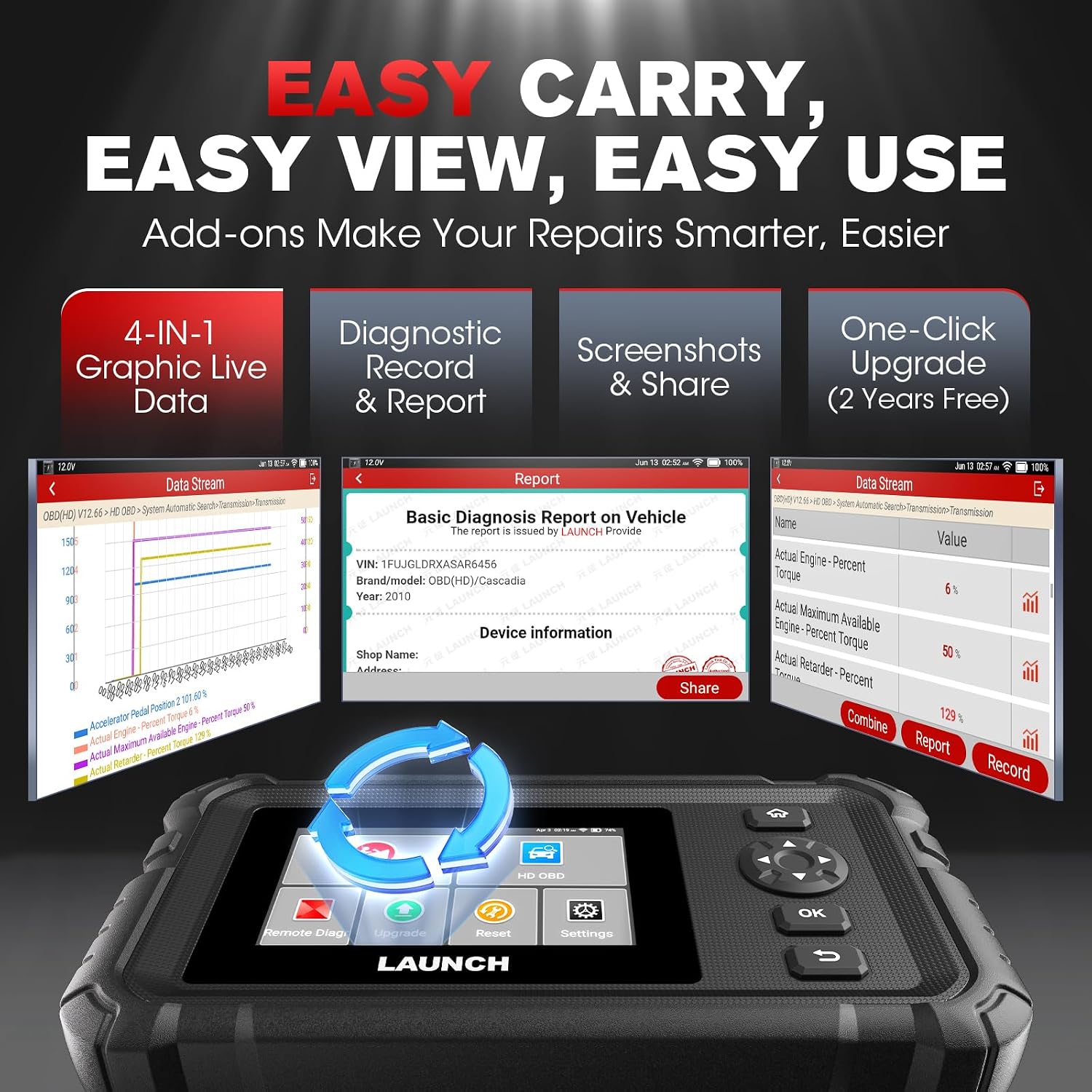 Thumbnail 6 de LAUNCH CRP129 HD Heavy-Duty Truck Scanner with DPF Regen and 7+ Resets