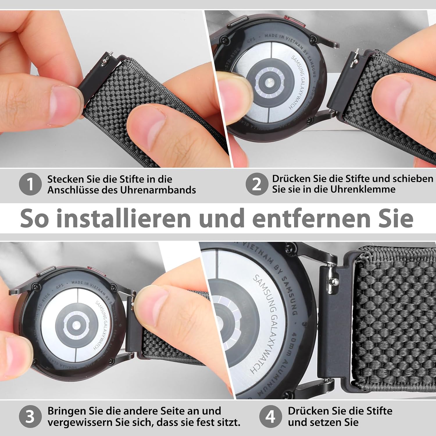 Thumbnail 2 de SHIJZWD elastisches Uhrenarmband mit Schnellverschluss (16–24 mm) – Nylon-Loop für Sport & Alltag