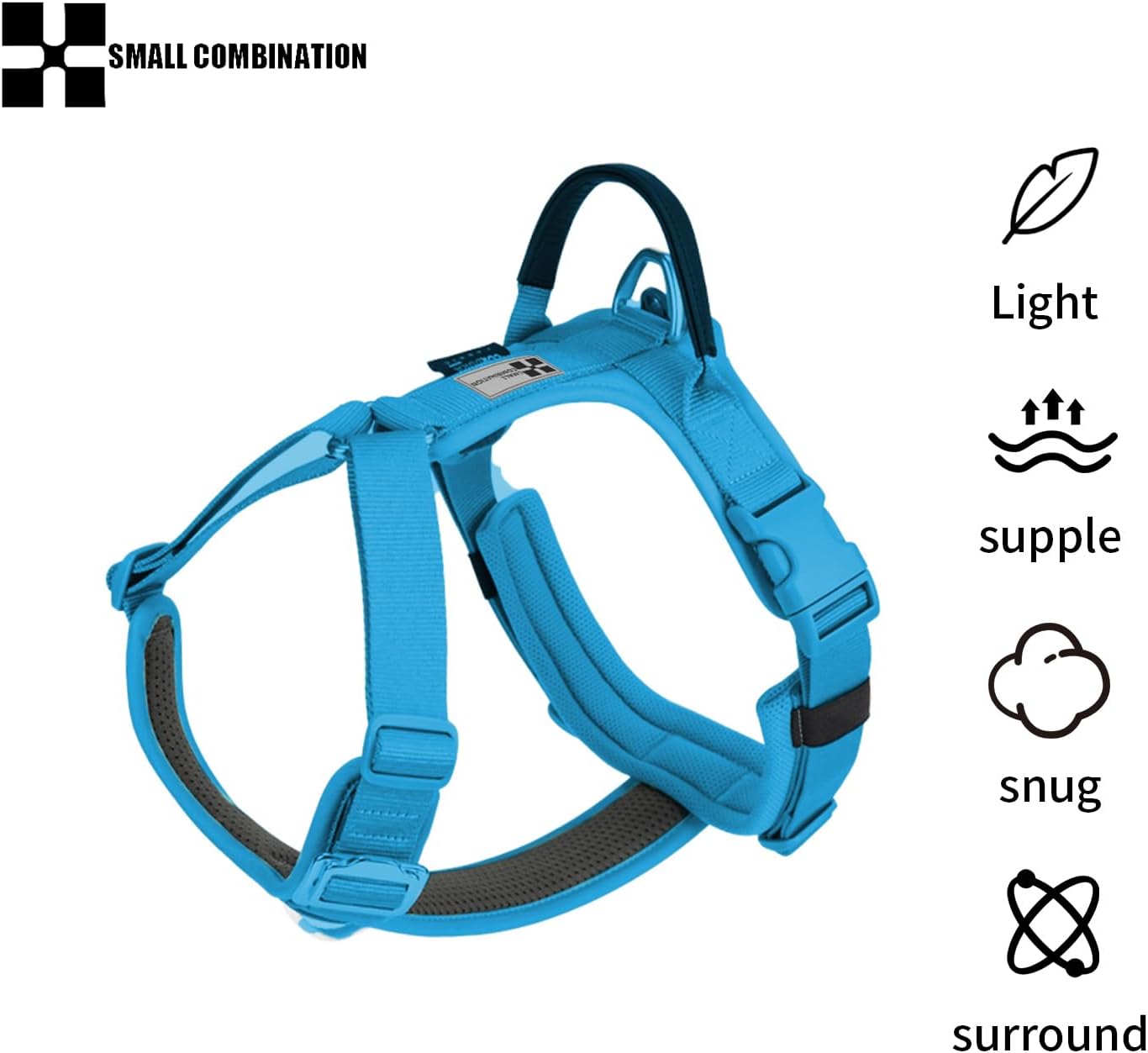 Detalle de Small Combination Escape-Proof Dog Harness with Reflective Strips, Adjustable Vest and Handle (Blue, L)