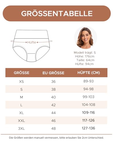 Detalle de INNERSY Damen-Unterhosen Slips Mehrpack Taillenslip – Hoch geschnitten, Retro Mehrfarbig, Größe S