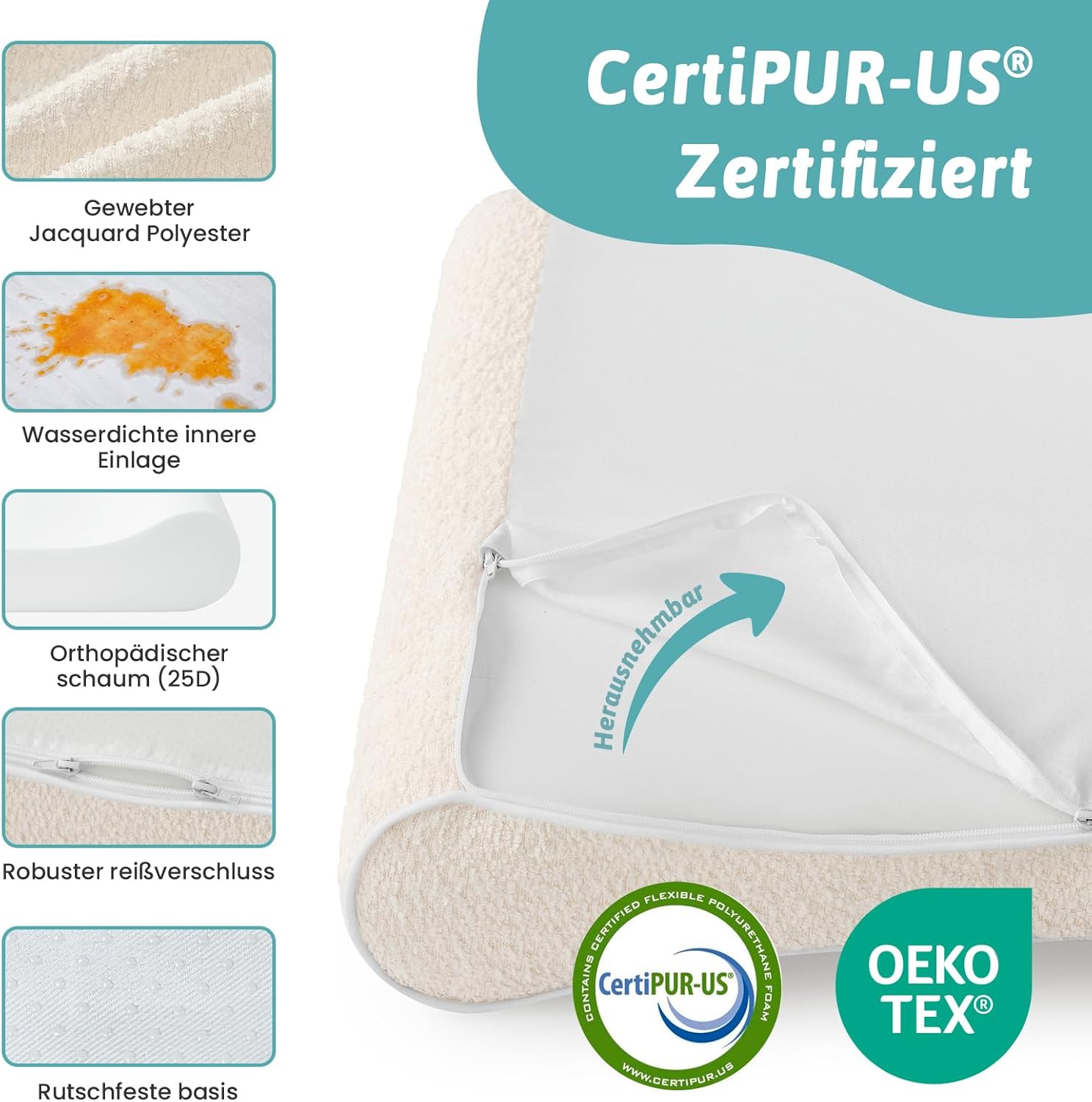 Thumbnail 4 de COZY KISS orthopädisches Hundebett für große Hunde, mit erhöhtem Rand, 114x76x15 cm – waschbare, wasserfeste & rutschfeste Hundematte