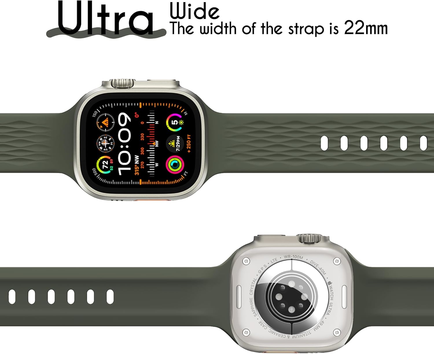 Detalle de LULULOOK Sport Strap for Apple Watch (FKM, 42–49mm) – Breathable, Durable Replacement Band