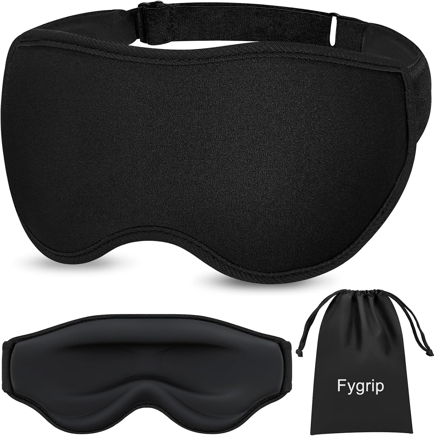 Detalle de Fygrip 3D Eye Mask Sleep Mask (Black) — 100% pressure-free, light block-out sleep & travel eye cover