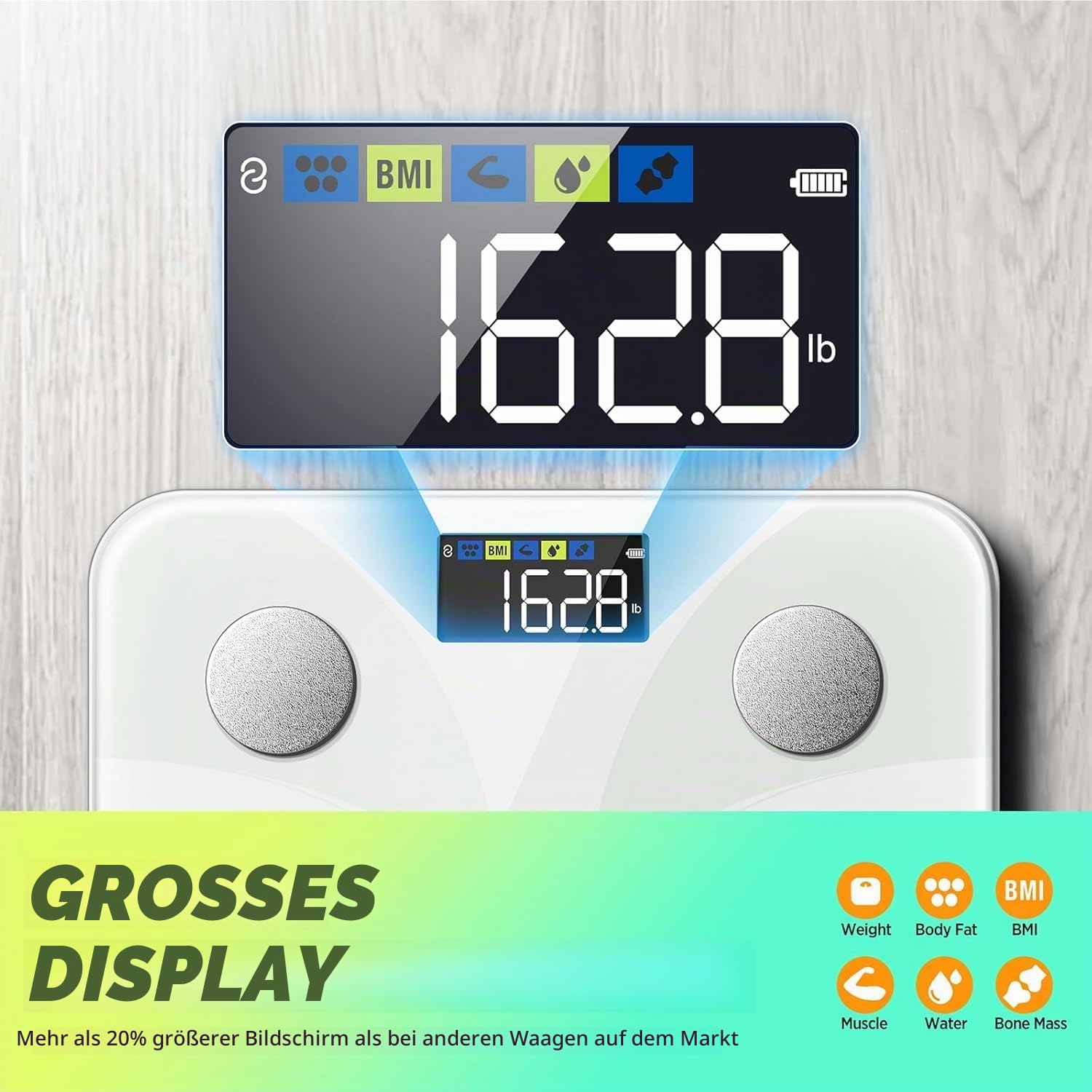 Detalle 2 de RunSTAR Körperfettwaage mit App, 180 kg