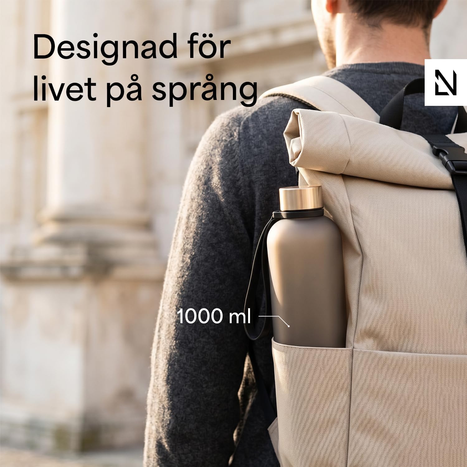 Thumbnail 6 de LARS NYSØM Blæst vattenflaska 1 l i Tritan för kolsyrad dryck, med två lock