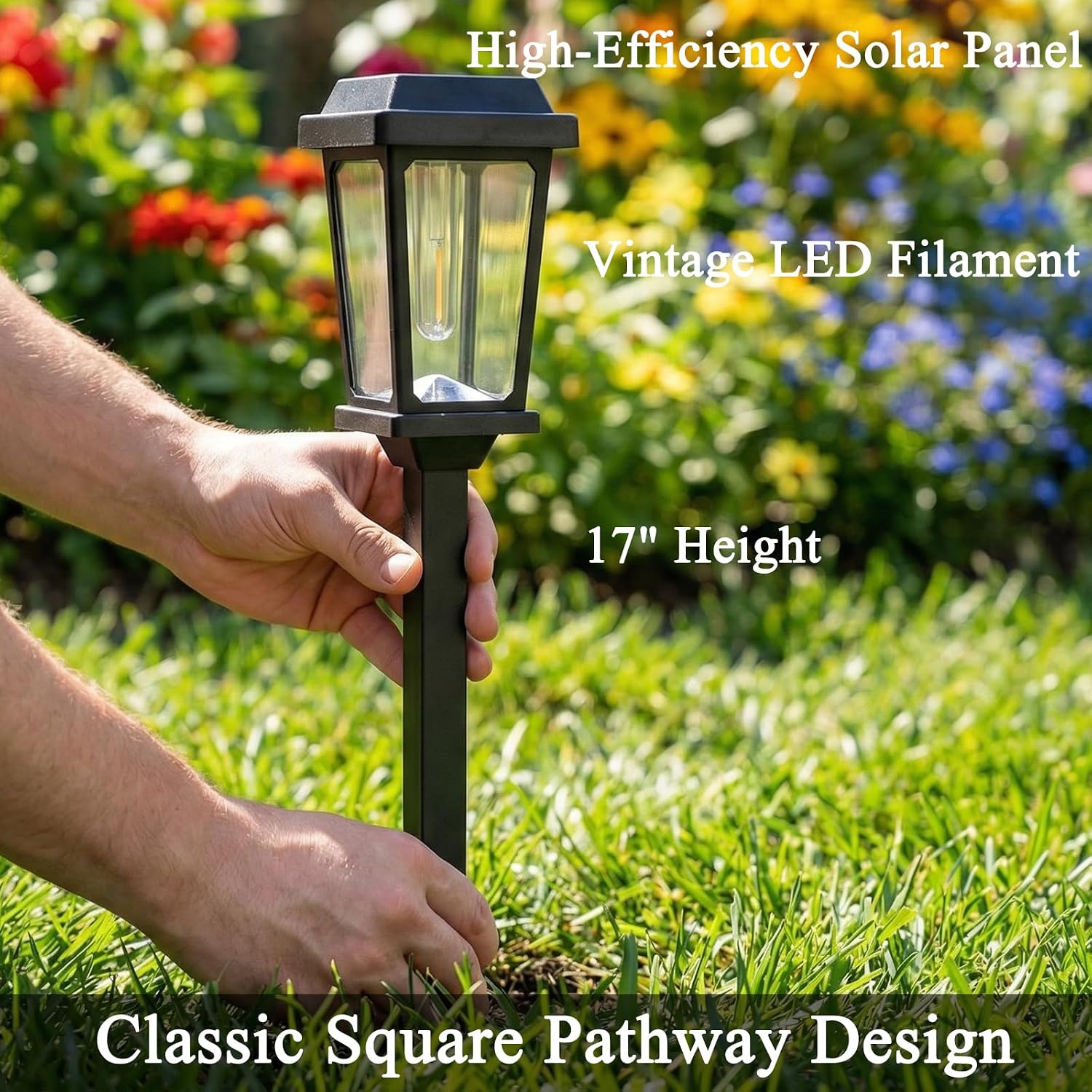 Detalle de DOESLAG 12-Pack Solar Pathway Lights, 3000K Warm White, Auto On/Off