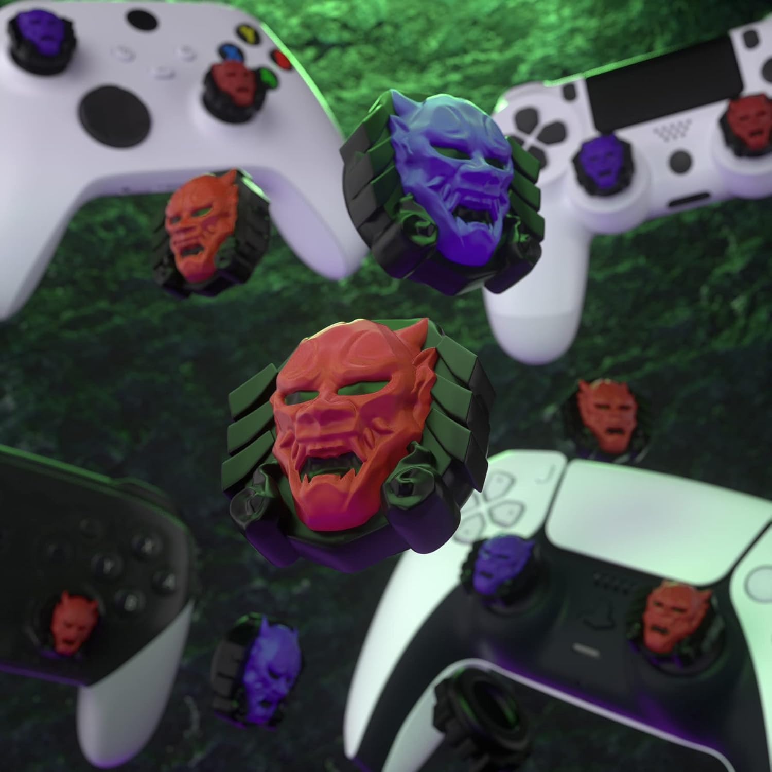 Detalle 2 de PlayVital Oni Demons Thumb Grip Caps for PS5/4, Xbox Series X/S & Switch Pro Controller