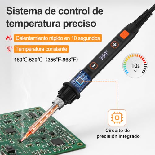 Detalle de Beizkna Soldador de Estaño 80W Kit 13 en 1: precisión, seguridad y versatilidad para DIY y reparaciones