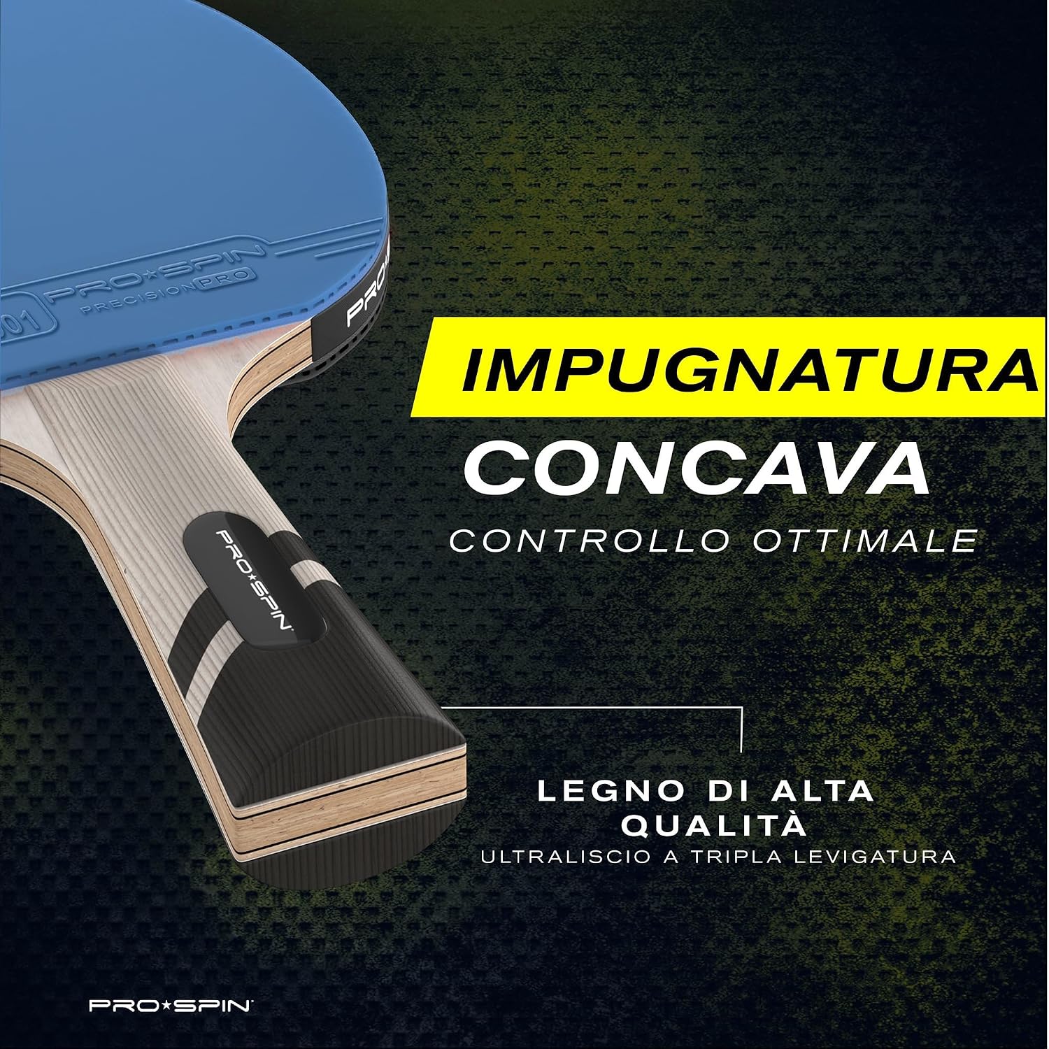 Detalle 2 de PRO-SPIN Racchetta ping pong in fibra di carbonio 7 strati