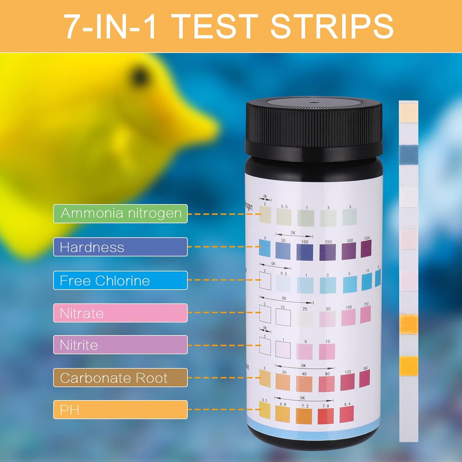 Detalle 2 de 150 Pcs 7-in-1 Aquarium Test Strips