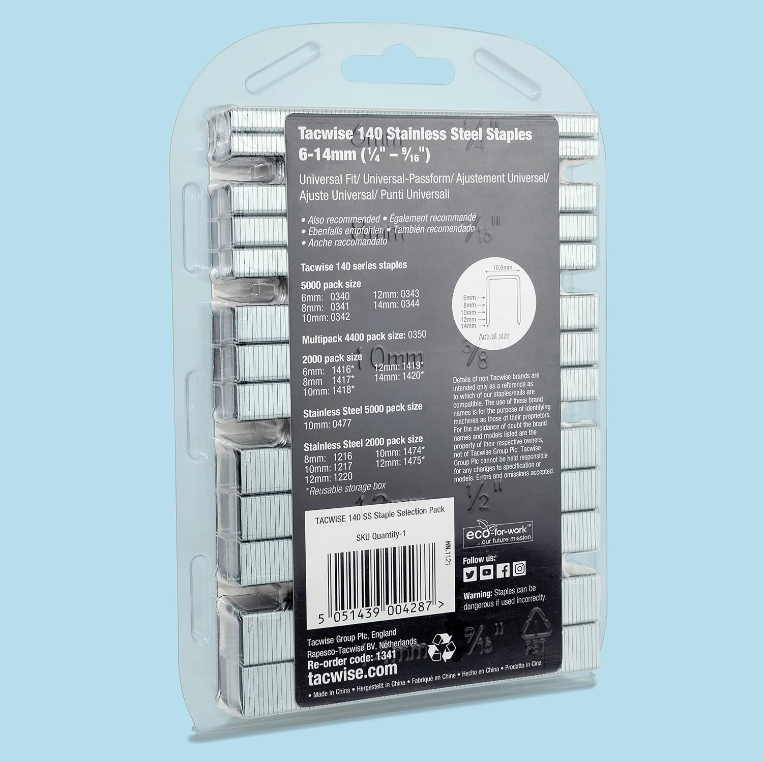 Detalle de Tacwise 1341 – Assortiment d’Agrafes Type 140/6-14 mm en Acier Inoxydable, Lot de 4400