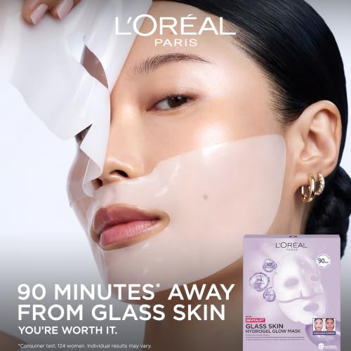 Detalle de L'Oreal Paris Glass Skin Hydrogel Masks | Korean-Inspired, 4 Pcs