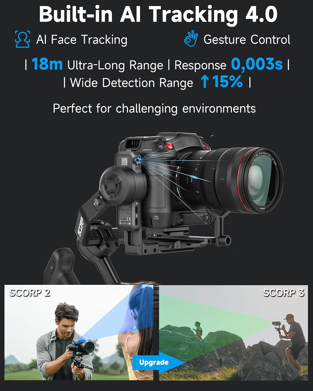 Thumbnail 1 de Feiyutech SCORP 3 Kit gimbal stabiliser with built-in 4.0 AI tracking