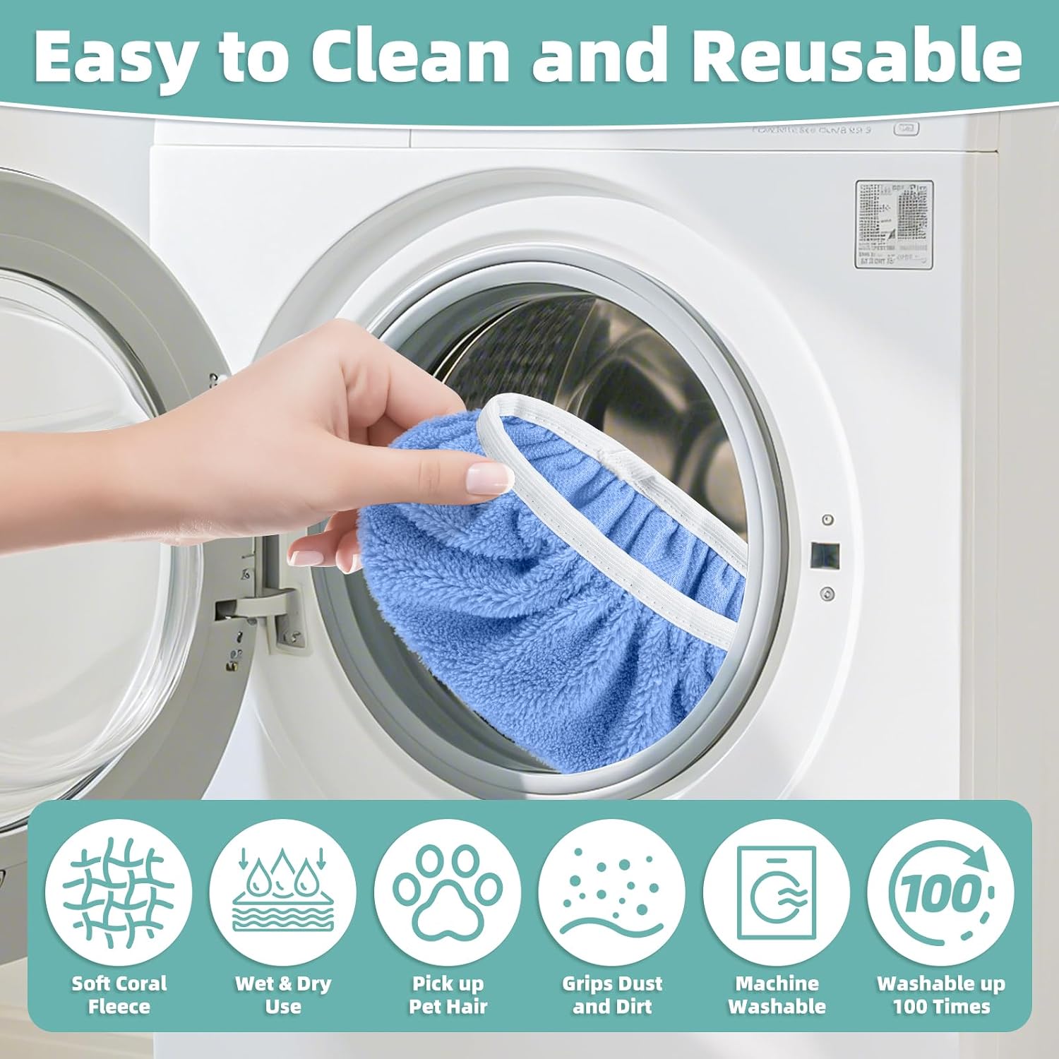 Detalle de Reusable Mop Pads for Swiffer Sweeper Mop (6-Pack, Blue)
