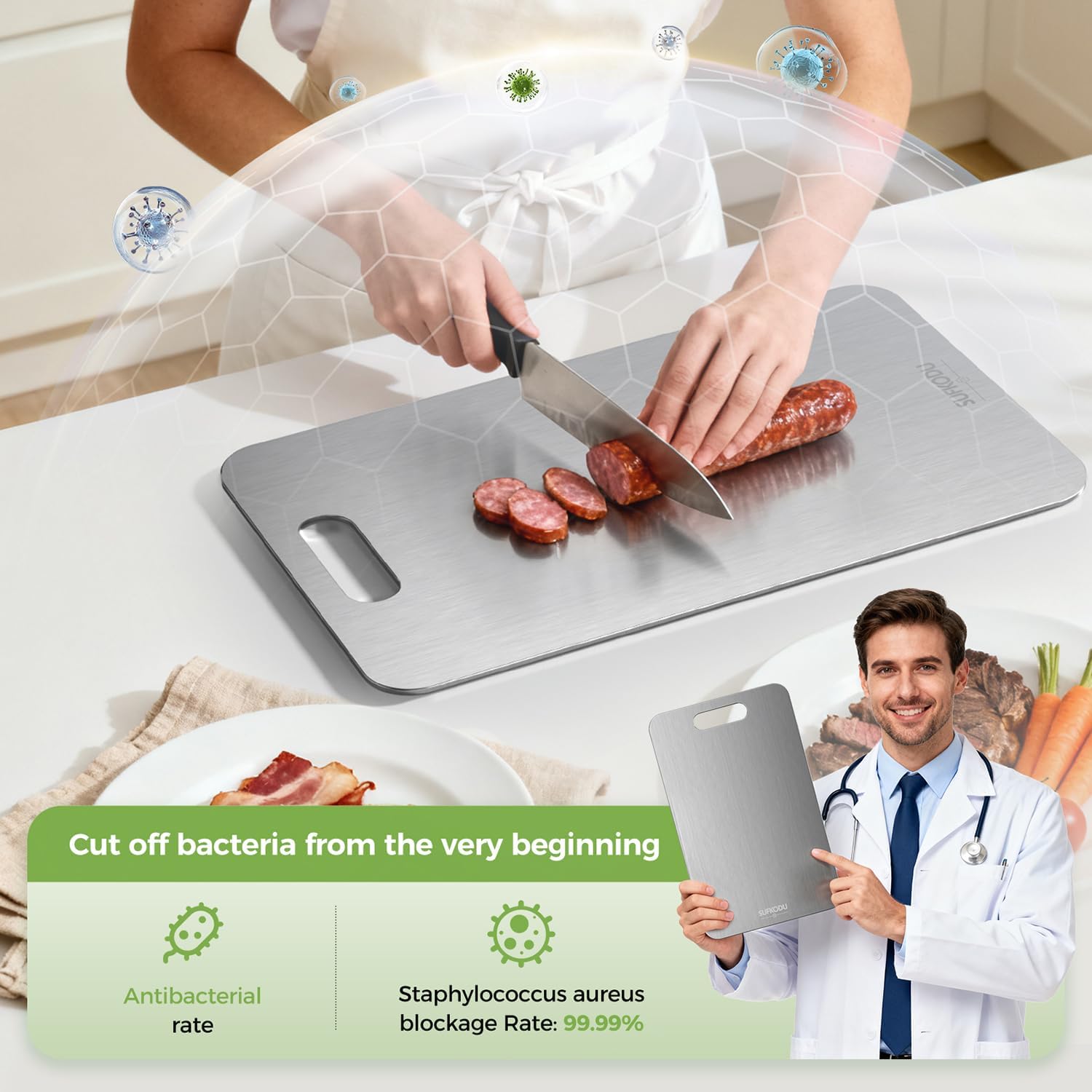 Thumbnail 3 de 3 Piece Titanium Cutting Boards for Kitchen – Double-Sided, Non-Toxic & Dishwasher Safe