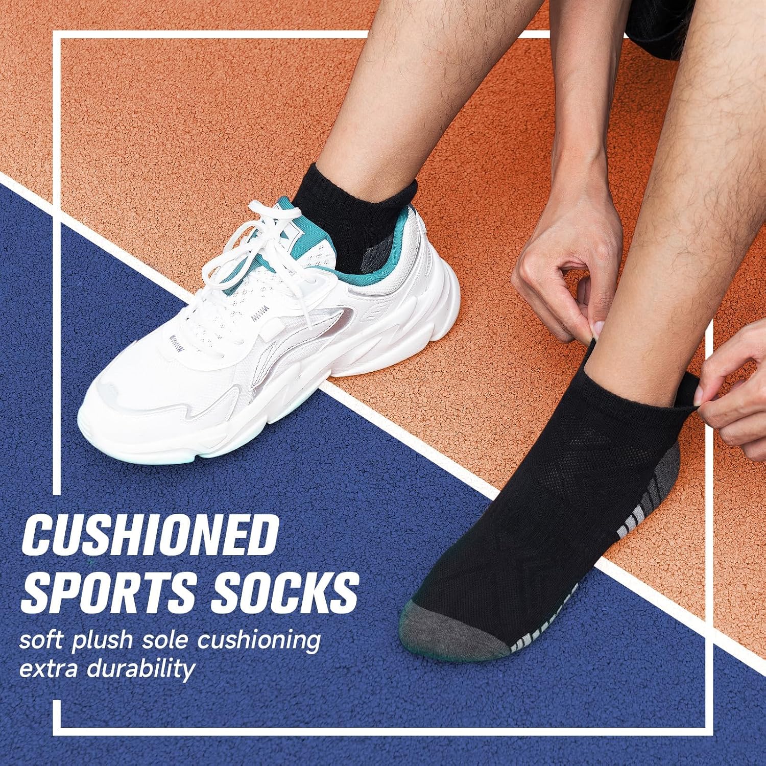 Detalle 2 de Benirap Running Trainer Socks – Cushioned, Anti-Blister Ankle Socks for Women and Men (6 Pairs)