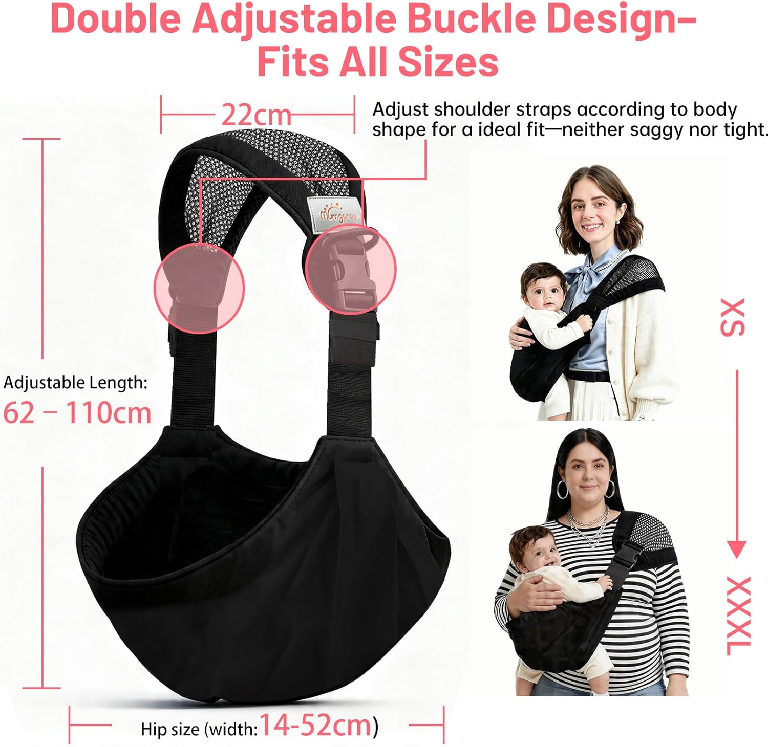 Detalle de Mumgaroo Fascia Porta Bebe: fascia neonata ergonomica con cintura di supporto integrata