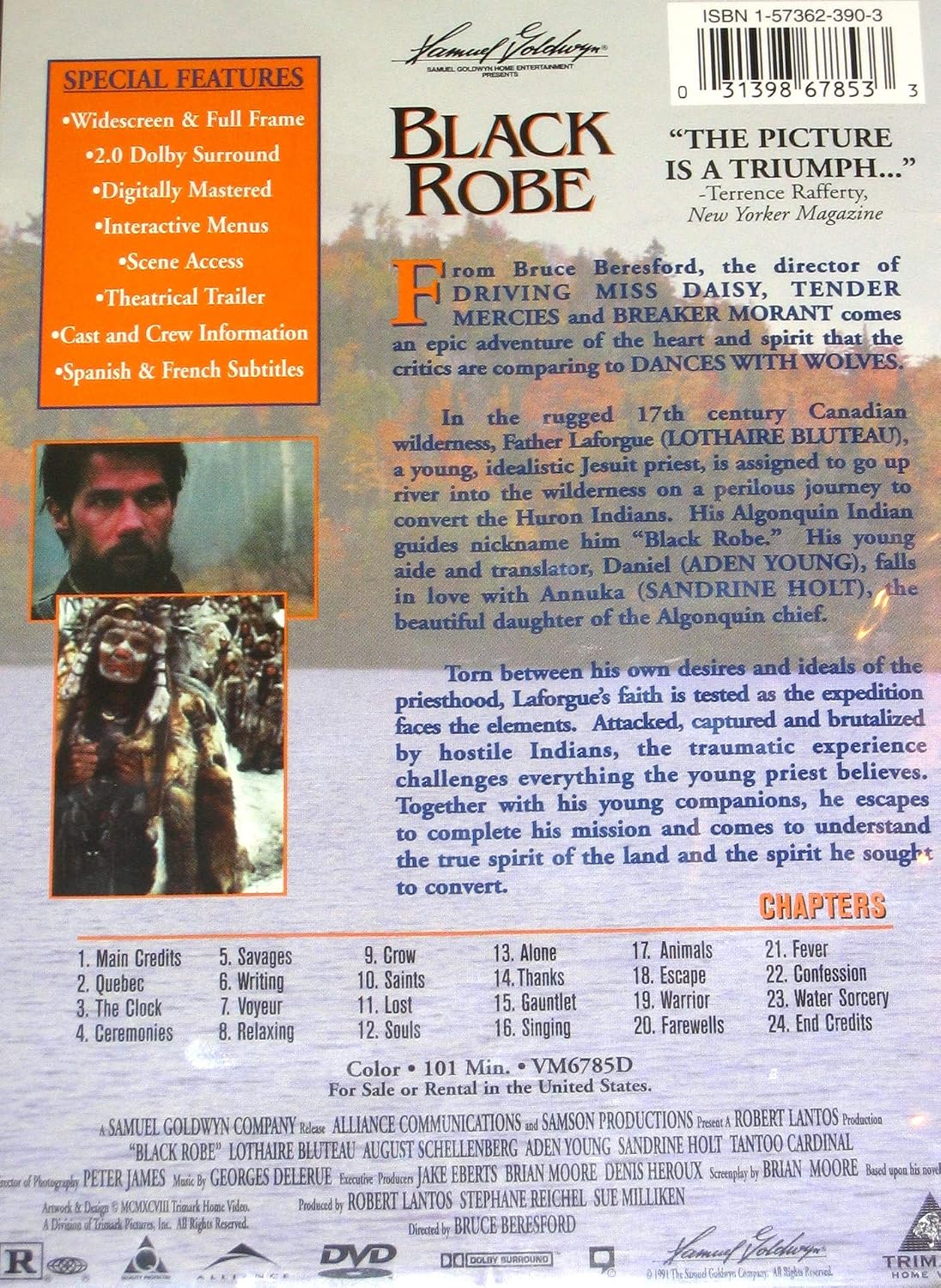 Detalle 1 de Black Robe 15833 Widescreen DVD, NTSC Colour Feature Film