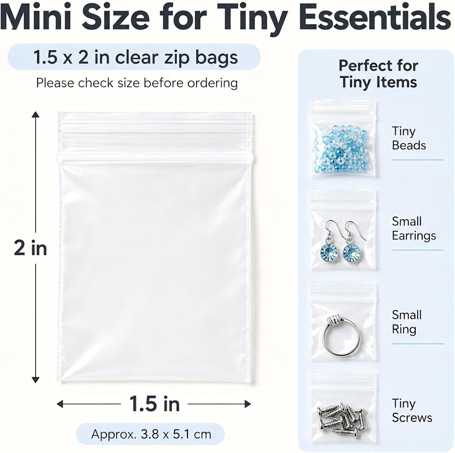 Thumbnail 1 de Bonison B-ZIPplasticbags Clear Mini Zip Bags, 1.5 x 2 Inch, 2 Mil
