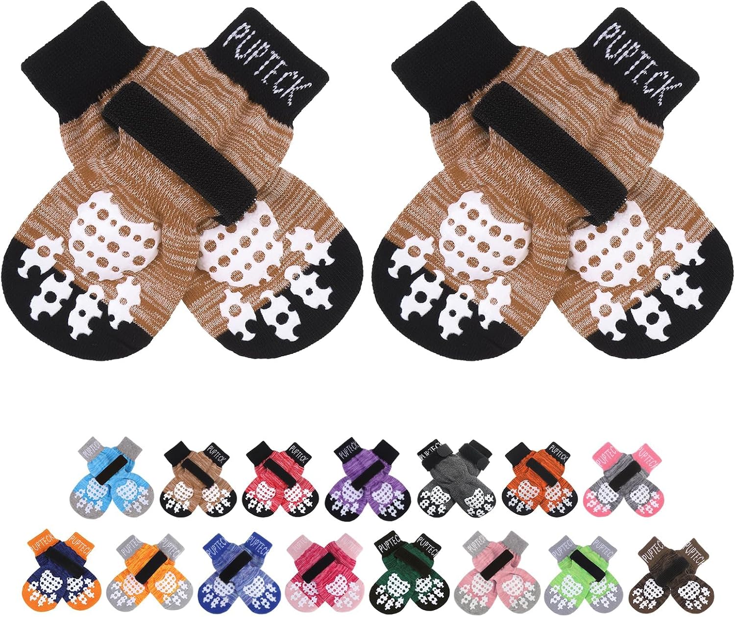 Detalle de PUPTECK Small Dog Socks with Double-Sided Grip and Adjustable Straps
