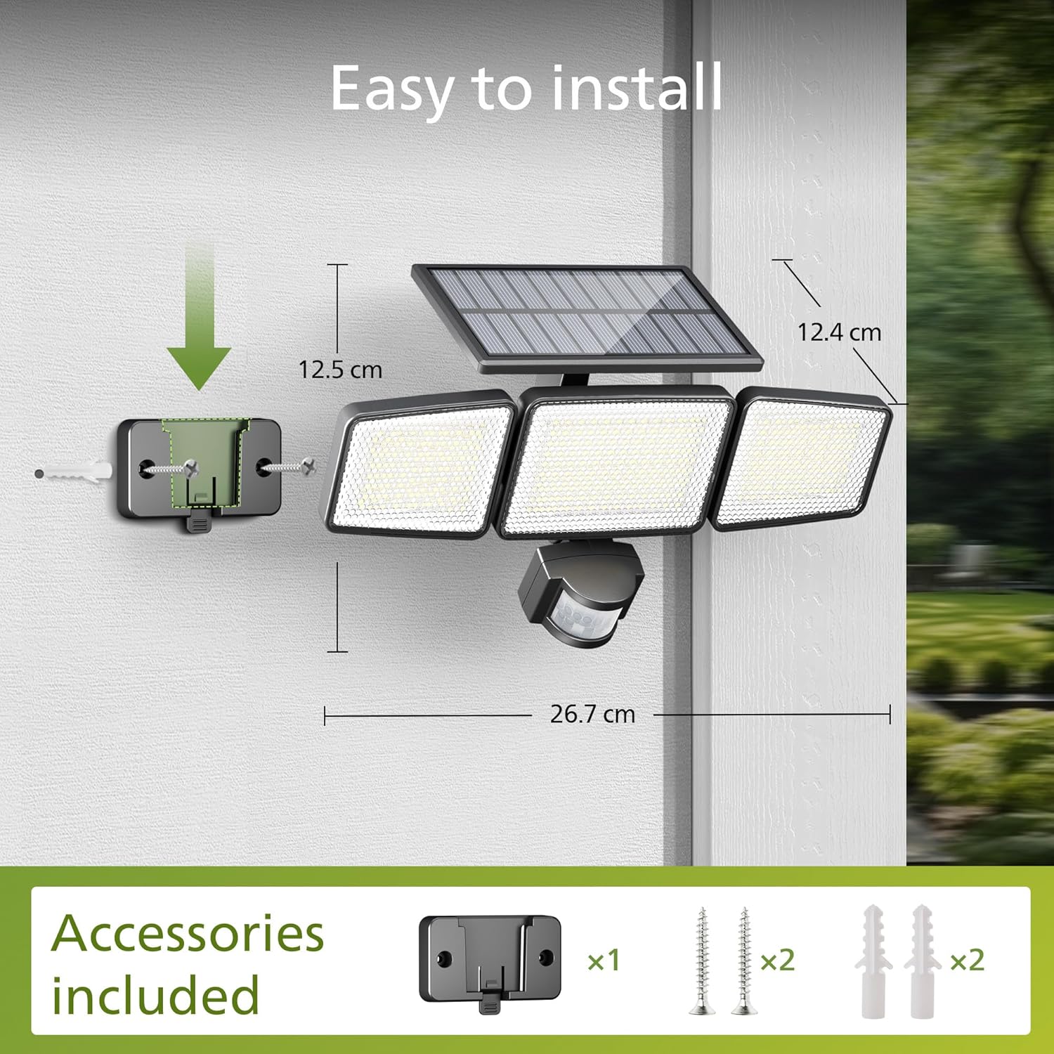 Detalle de Philips Solar Security Light Outdoor 302-LED Solar Wall Floodlight with PIR (3 heads, IP65)