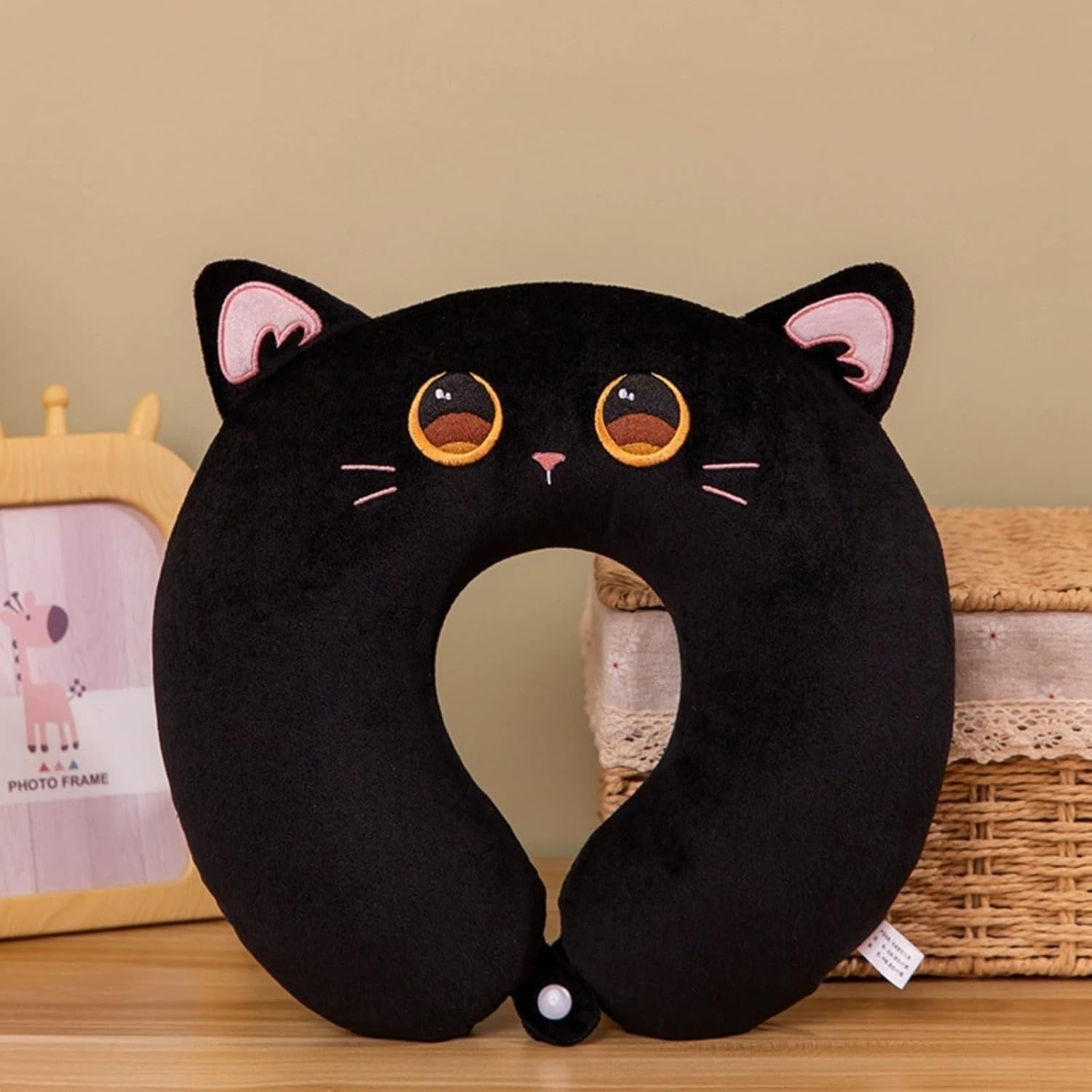 Thumbnail 1 de TROYSINC Karikatur Reisekissen mit Augenmaske – 360° Nackenstütze aus Memory-Schaum & Baumwolle, Schwarz Katze