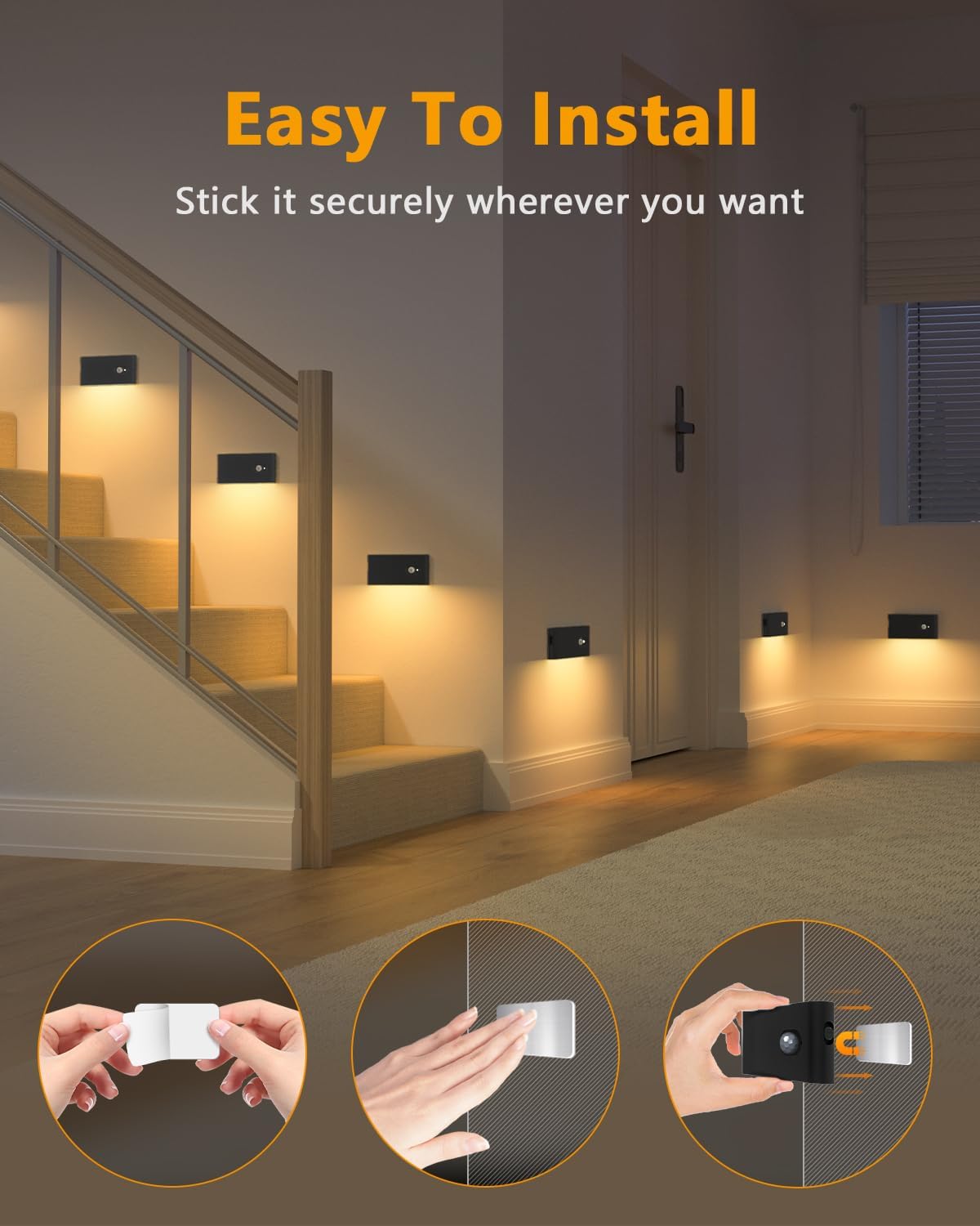 Thumbnail 5 de WILLED LED-Nachtlicht mit Bewegungsmelder (4er-Set) – aufladbare USB-Treppenlichter mit 3 Modi