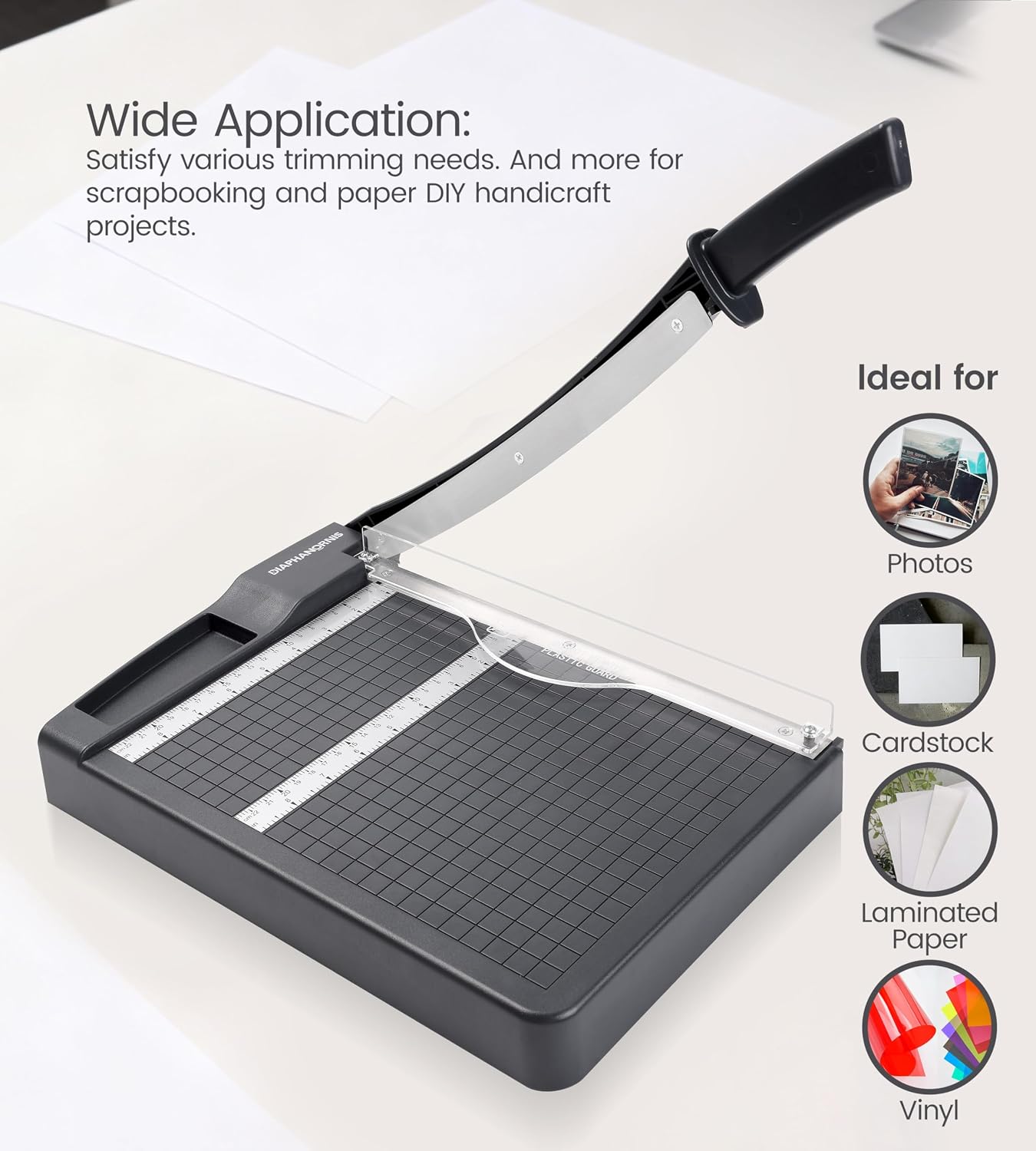 Detalle de DIAPHANORNIS AN22021 12-Inch Guillotine Paper Trimmer with Blade Lock