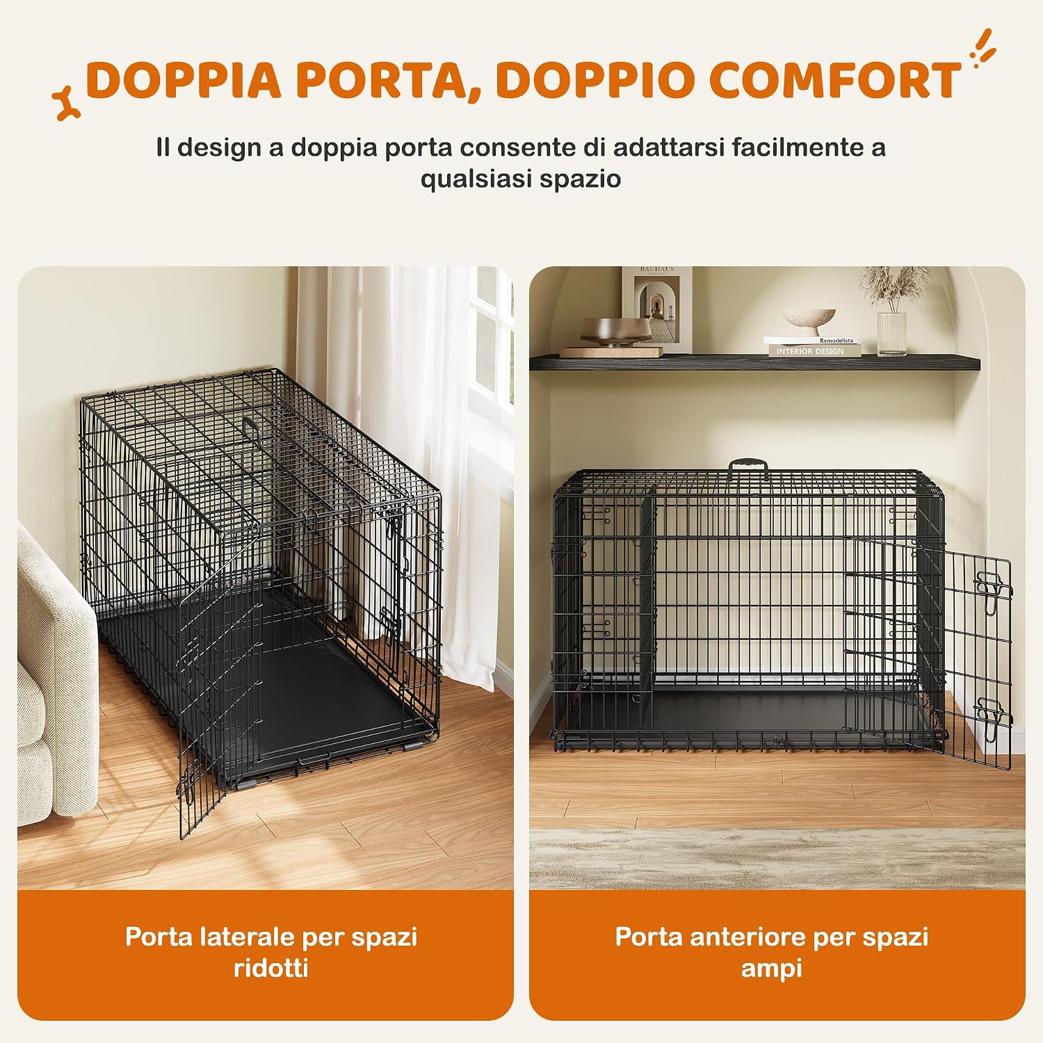 Thumbnail 4 de Yaheetech Gabbia Pieghevole 122,5×73×80 cm Nero