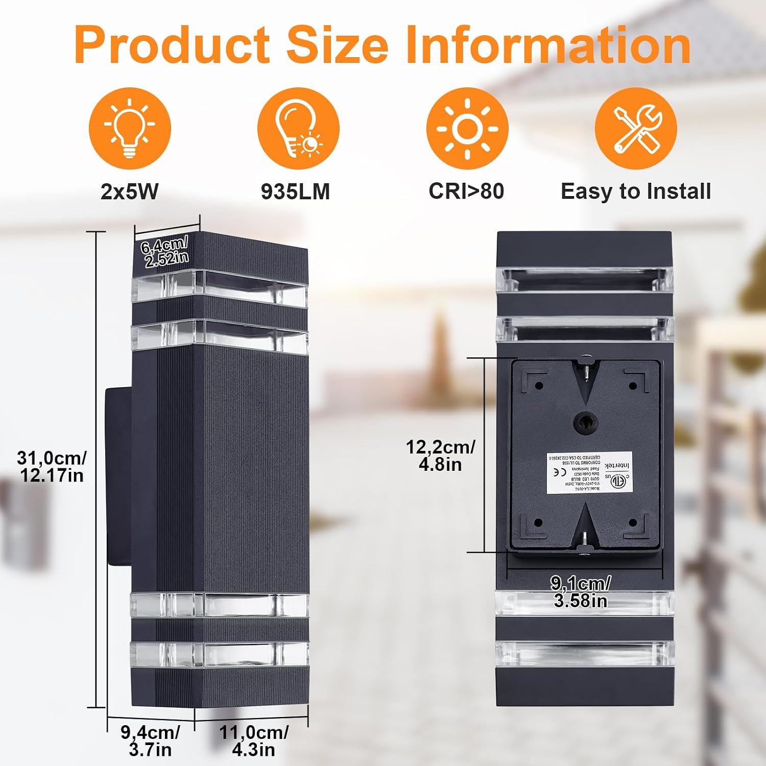Detalle 2 de CELAVY 2-Pack Outdoor Wall Lights: Up/Down IP65 GU10 Anthracite
