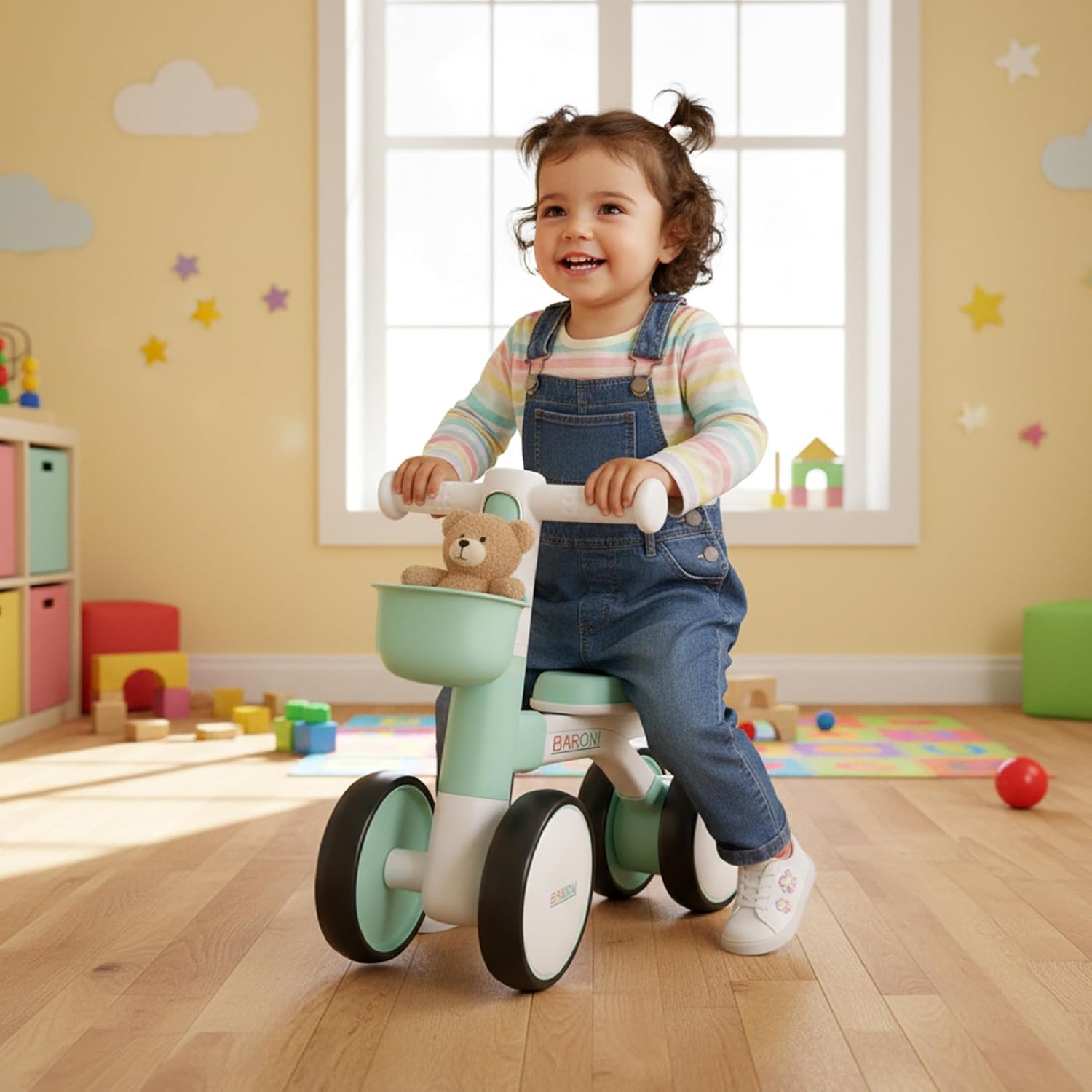Thumbnail 1 de Baroni Toys Bici Senza Pedali Verde a 4 Ruote – Bilanciata per i Primi Passi con Luci e Suoni