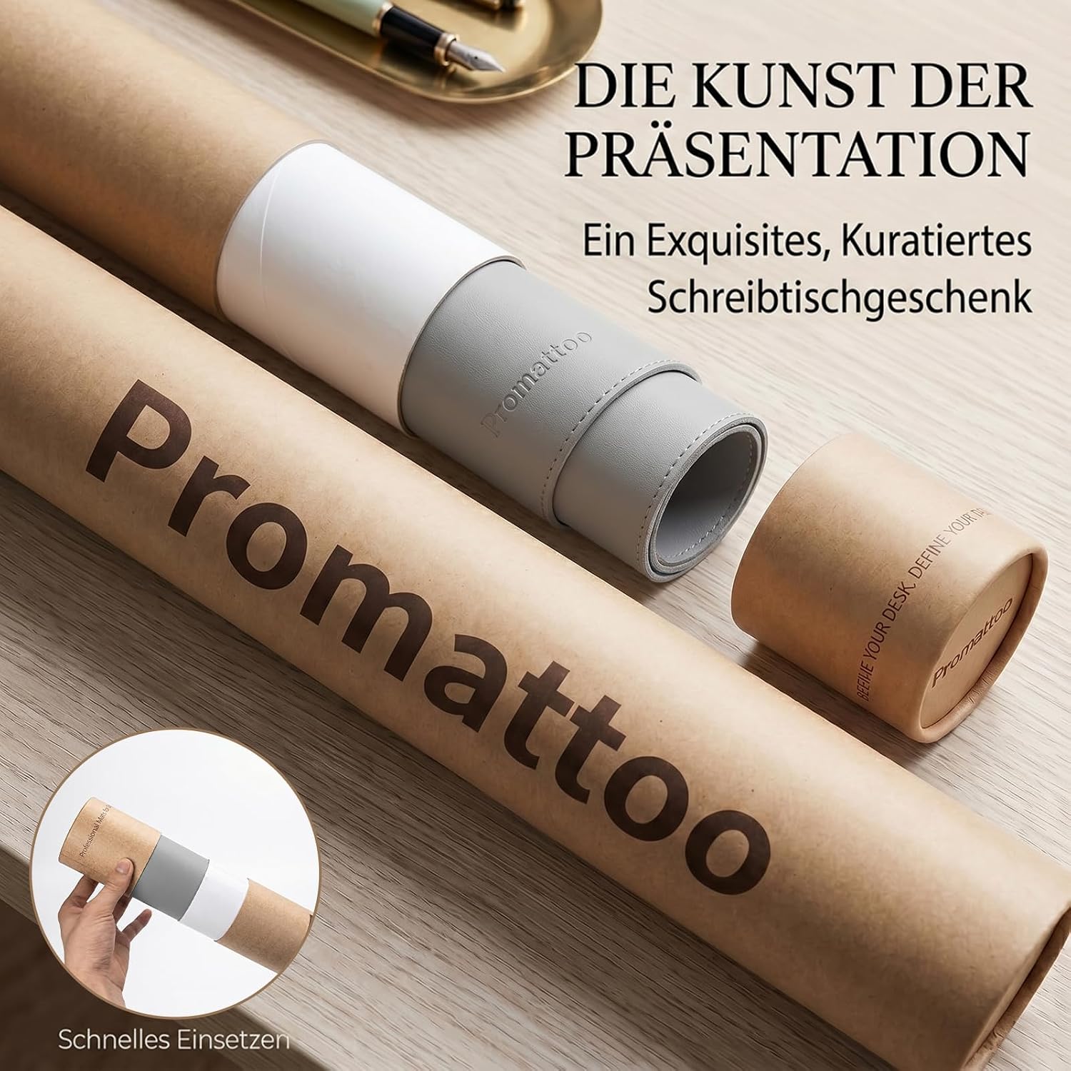Detalle de PROMATTOO XXL Schreibtischunterlage aus veganem Leder – rutschfest, geruchsfrei und wasserabweisend