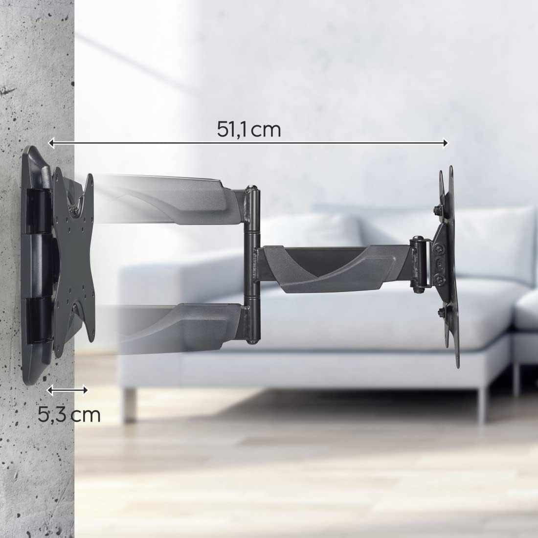 Thumbnail 4 de Hama TV-Wandhalterung schwenkbar, neigbar & ausziehbar (19–48 Zoll, VESA 75×75 bis 200×200, bis 35 kg) schwarz