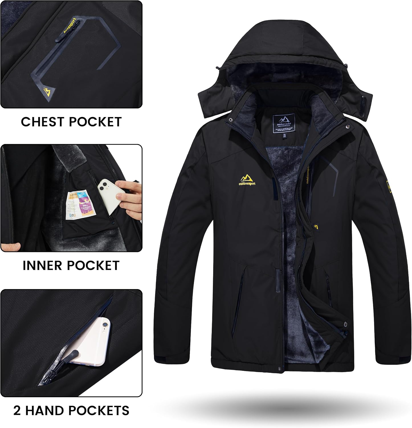 Thumbnail 4 de TACVASEN Men's Winter Skiing Jacket insulated fleece