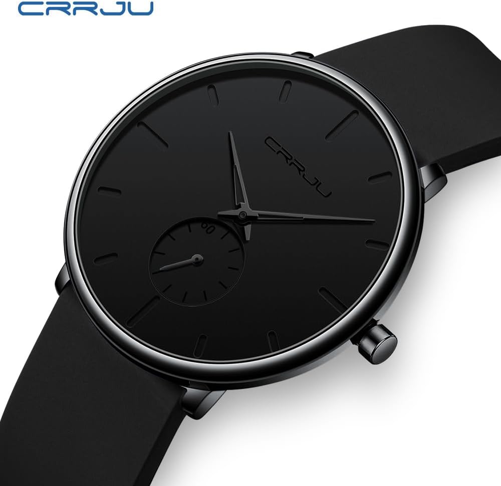 Detalle de CRRJU Herren Uhr mit Silikonarmband – ultradünn, minimalistisch und zuverlässig