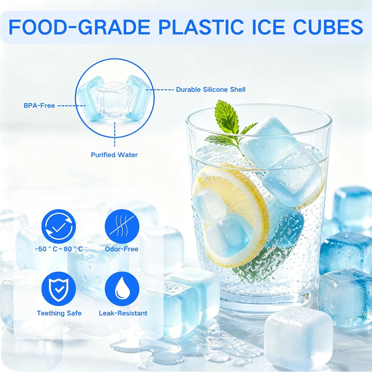 Thumbnail 2 de BYTTME BY-US-RICWB400 Reusable Ice Cubes, BPA-Free, Refreezable, 400-Pack