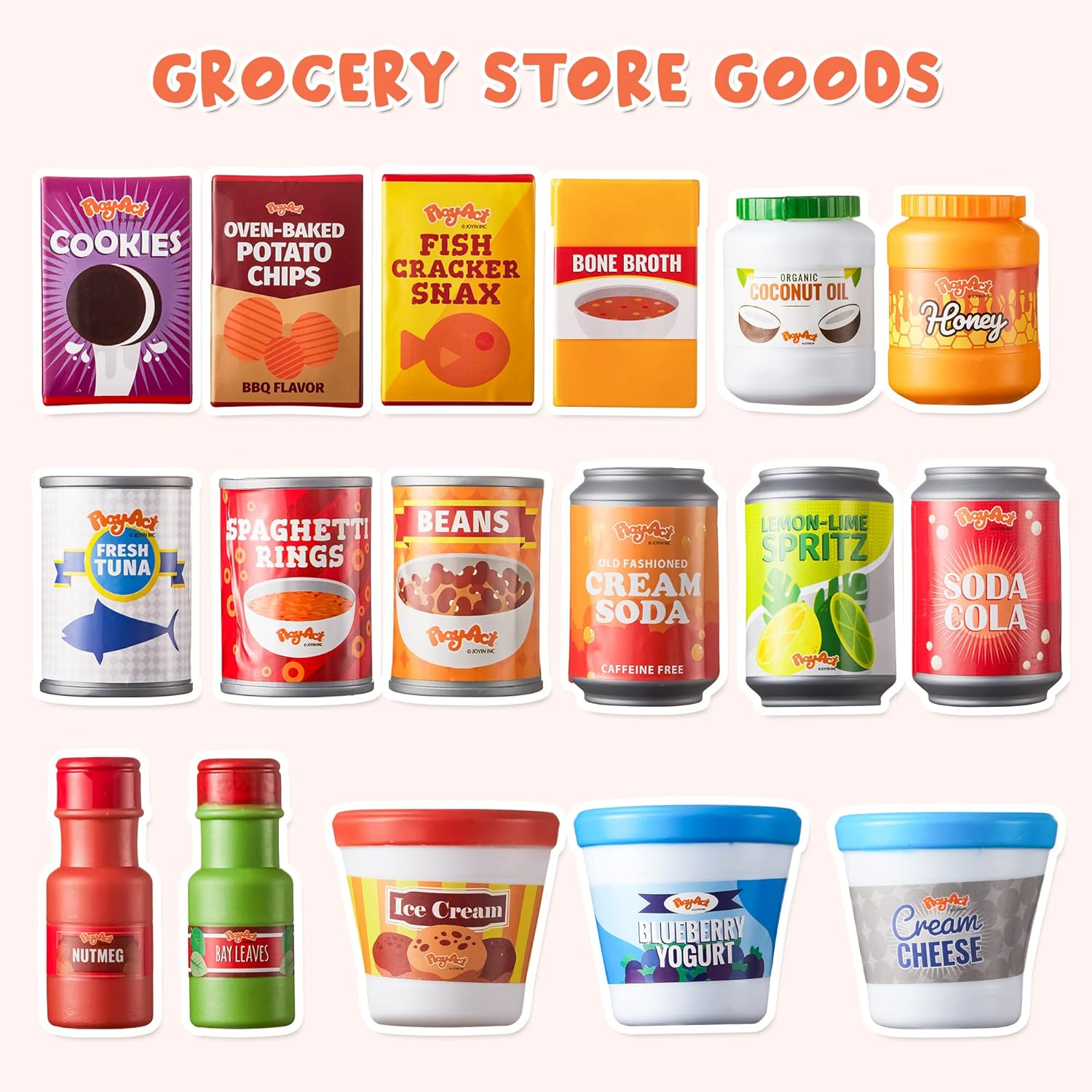 Detalle de JOYIN 30pc Play Food Grocery Cans Set (kitchen accessories) for ages 2–5